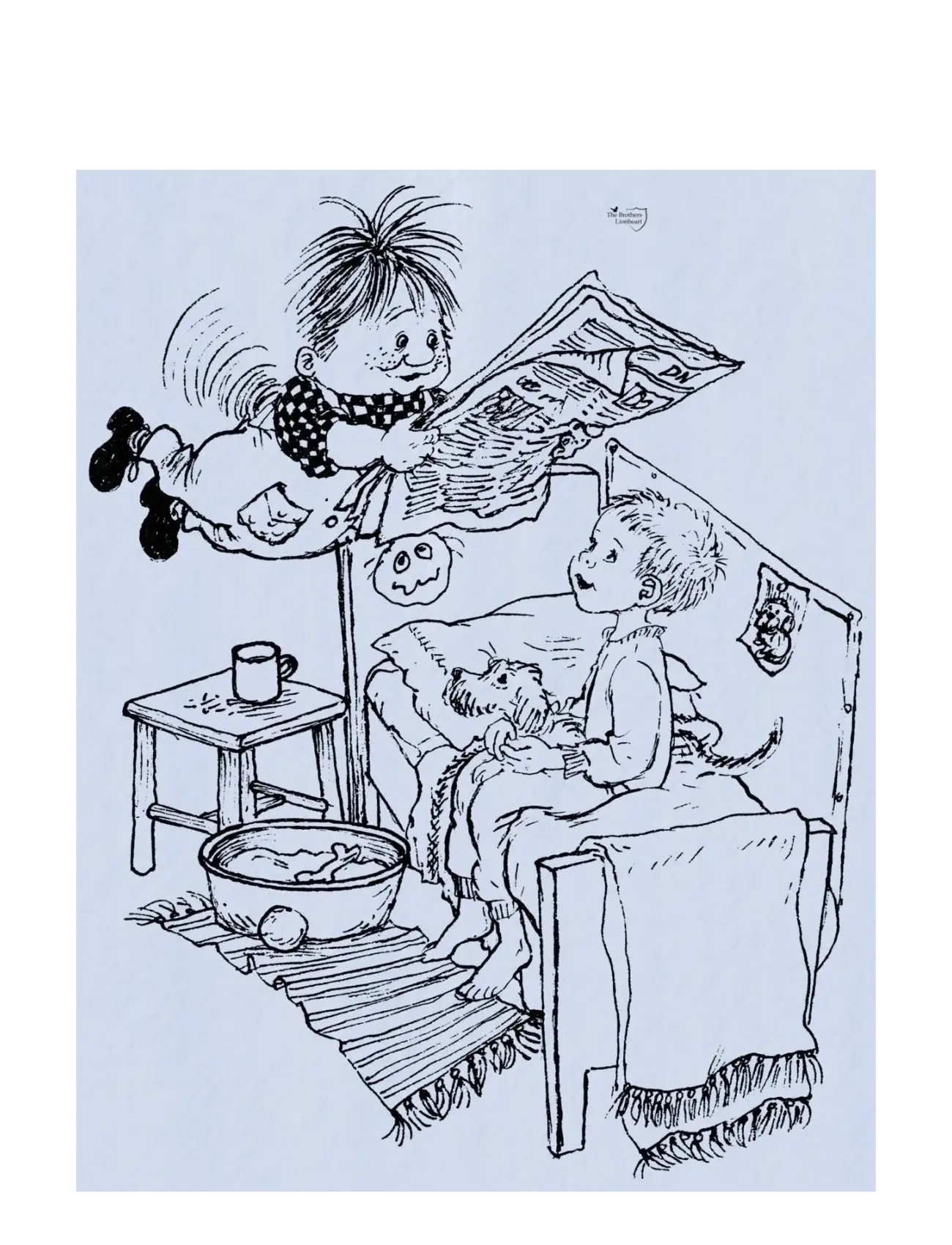 Poster & Frame Astrid Lindgren - Newspaper - Karlsson on the Roof - Kids home - LILAC / white