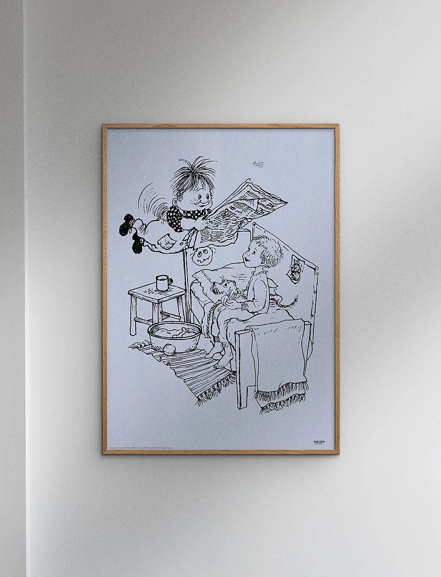 Poster & Frame - Astrid Lindgren - Newspaper - Karlsson on the Roof - pasakas - lilac - 0