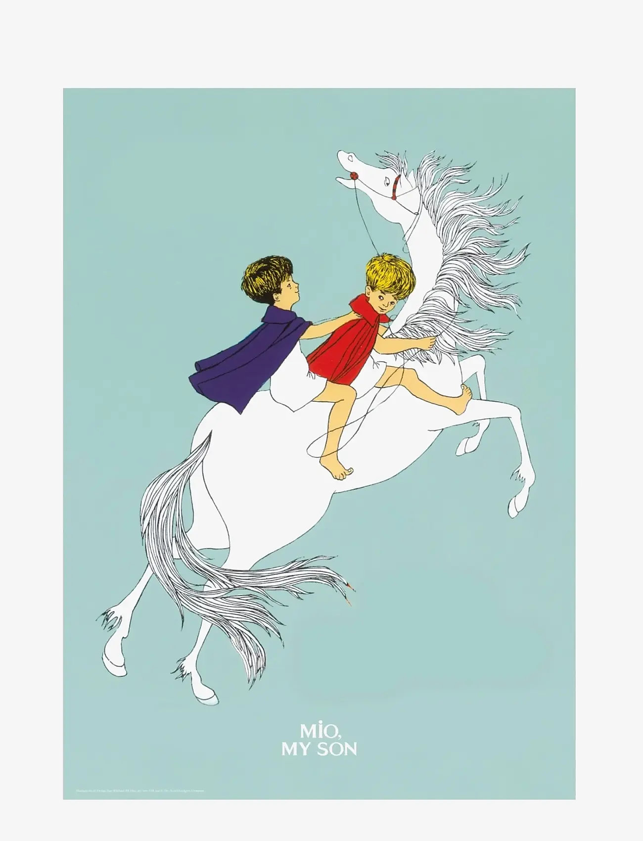 Poster & Frame - Astrid Lindgren - On Horse Back - Mio my Son - dyr - blue - 1