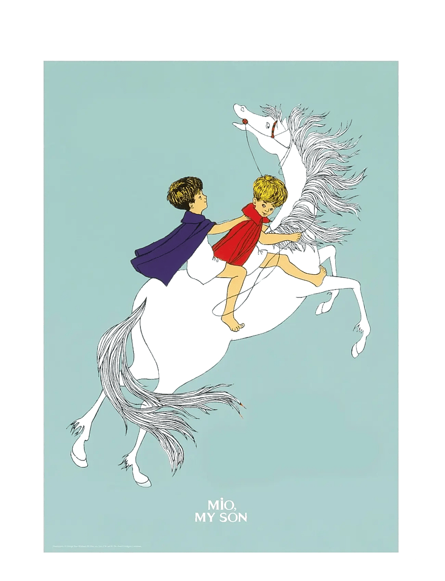Poster & Frame - Astrid Lindgren - On Horse Back - Mio my Son - animaux - blue - 1