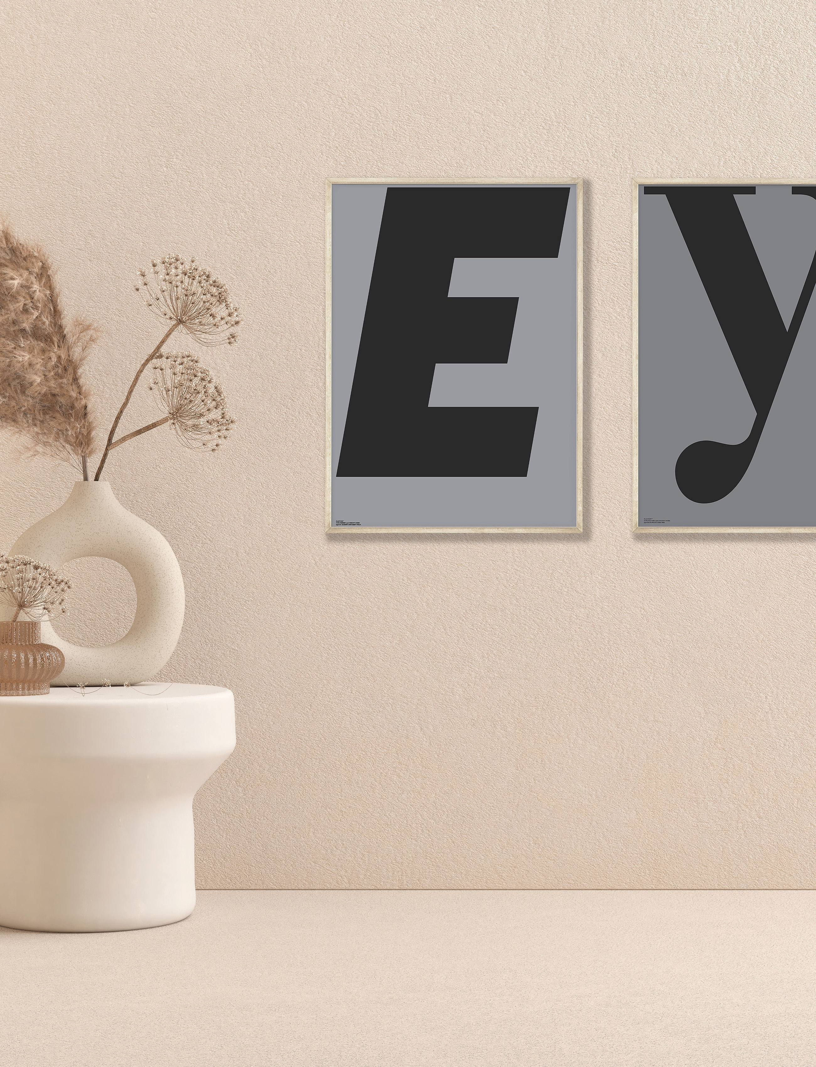 Poster & Frame Grey-E, 70X100 cm, Posters, Braun - Illustrations, Homeware