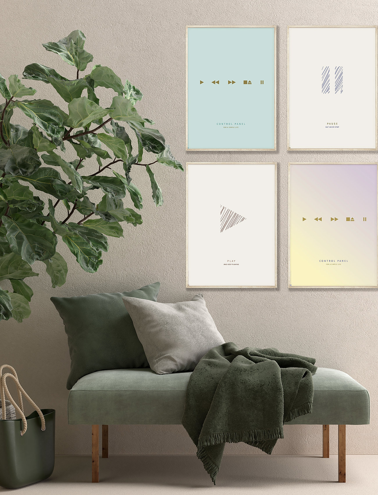 Poster & Frame - simple-living-control-panel-turqouise - zemākās cenas - multi-colored - 1