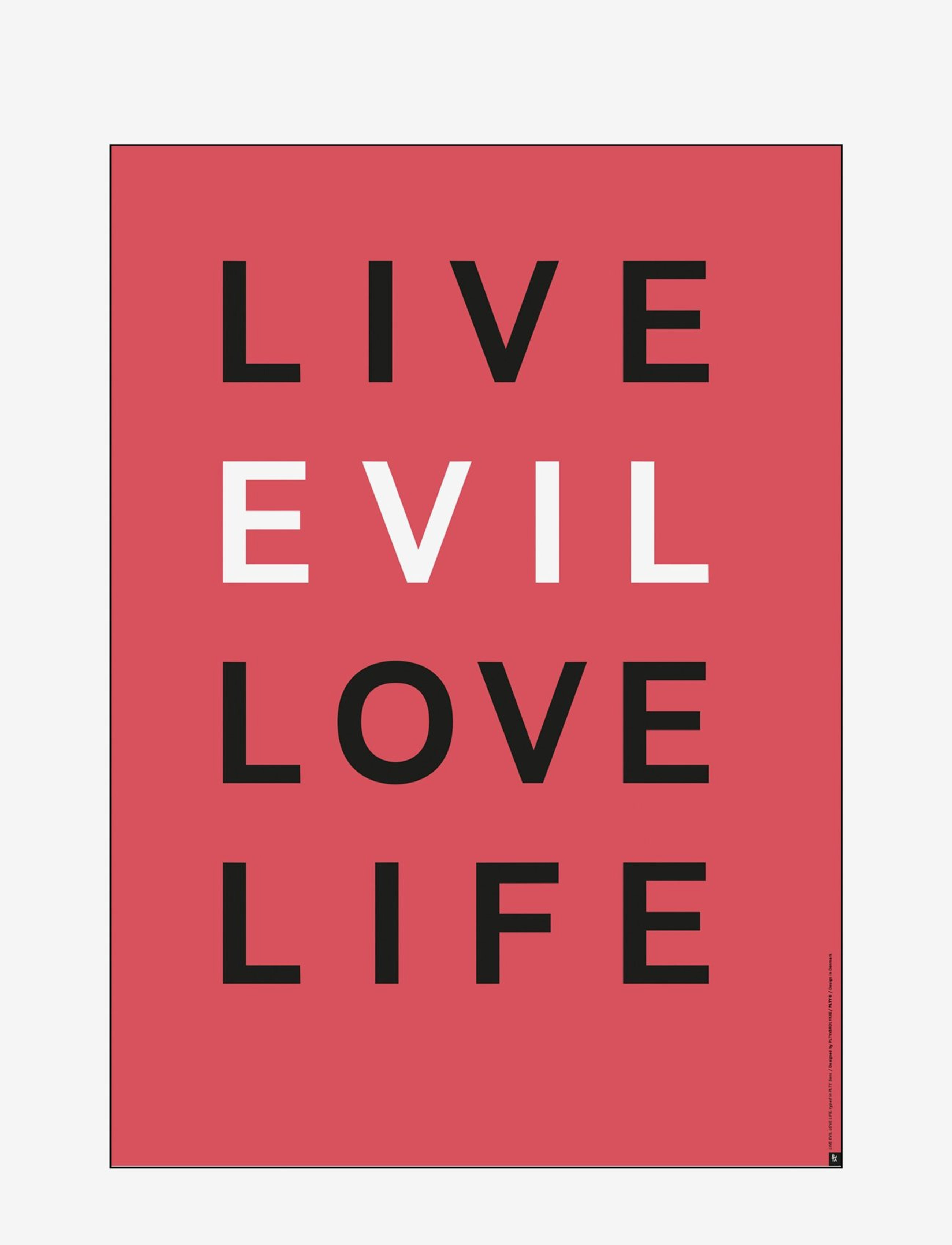 Poster & Frame St-Live-Evil-Love-Life, Illustrations, Multi/mønstret, Str: 70X100CM