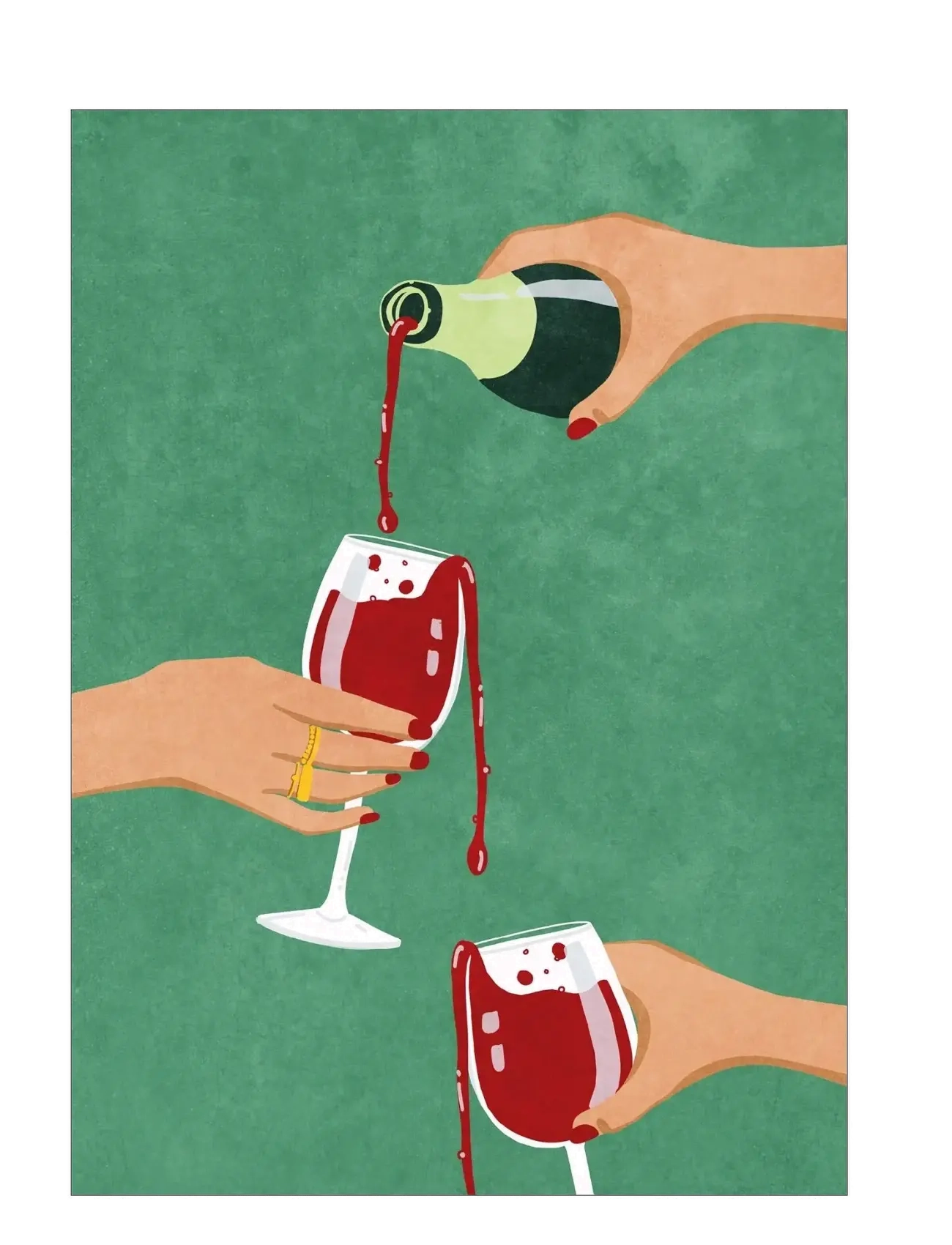 Poster & Frame Raissa Oltmanns Cheers Girls, Illustrations, Grøn, Str: 50X70CM