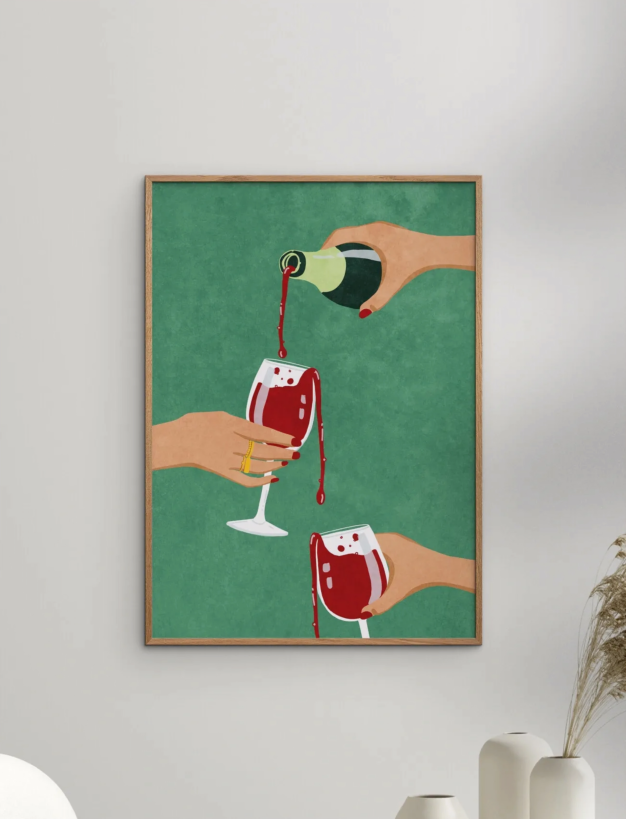 Poster & Frame Raissa Oltmanns Cheers Girls, 50X70 cm, Posters, Grün - Illustrations, Homeware