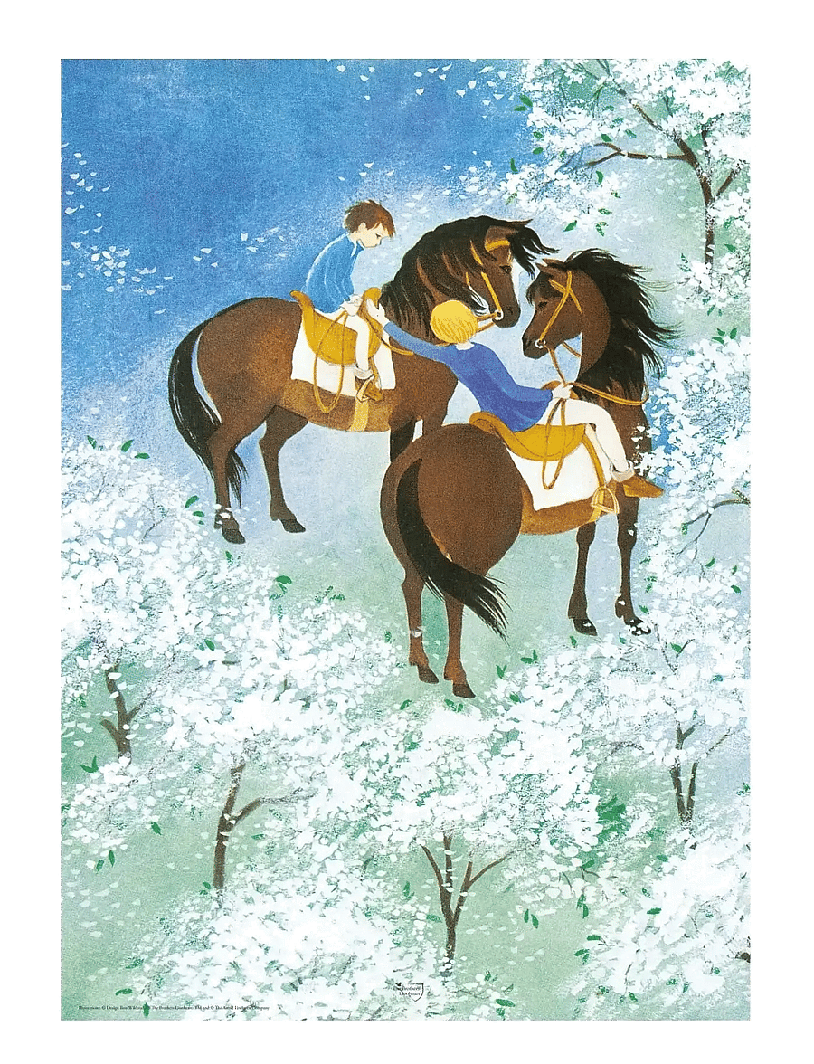 Poster & Frame - Astrid Lindgren - Riding - The Brothers Lionheart - tiere - blue - 1