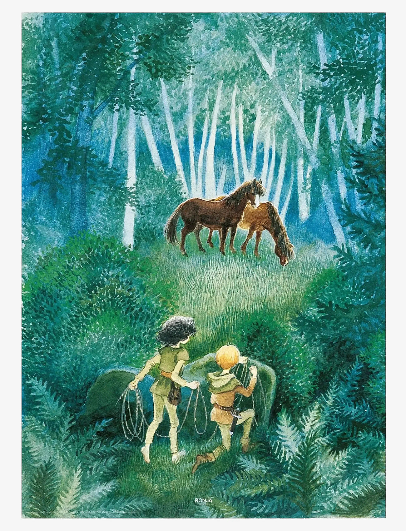 Poster & Frame - Astrid Lindgren - Horses In The Woods - eventyr - blue - 1