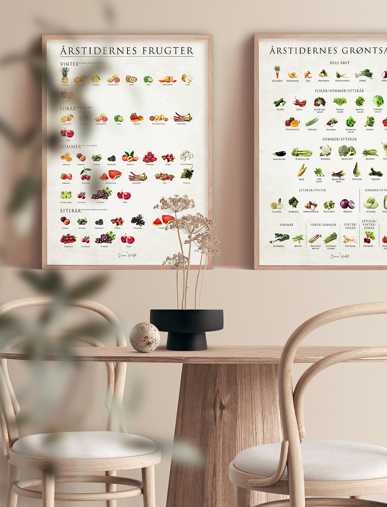 Poster & Frame Årstidernes Grøntsager, Sten, 50X70 cm, Posters, Mehrfarbig/gemustert - Botanical, Homeware