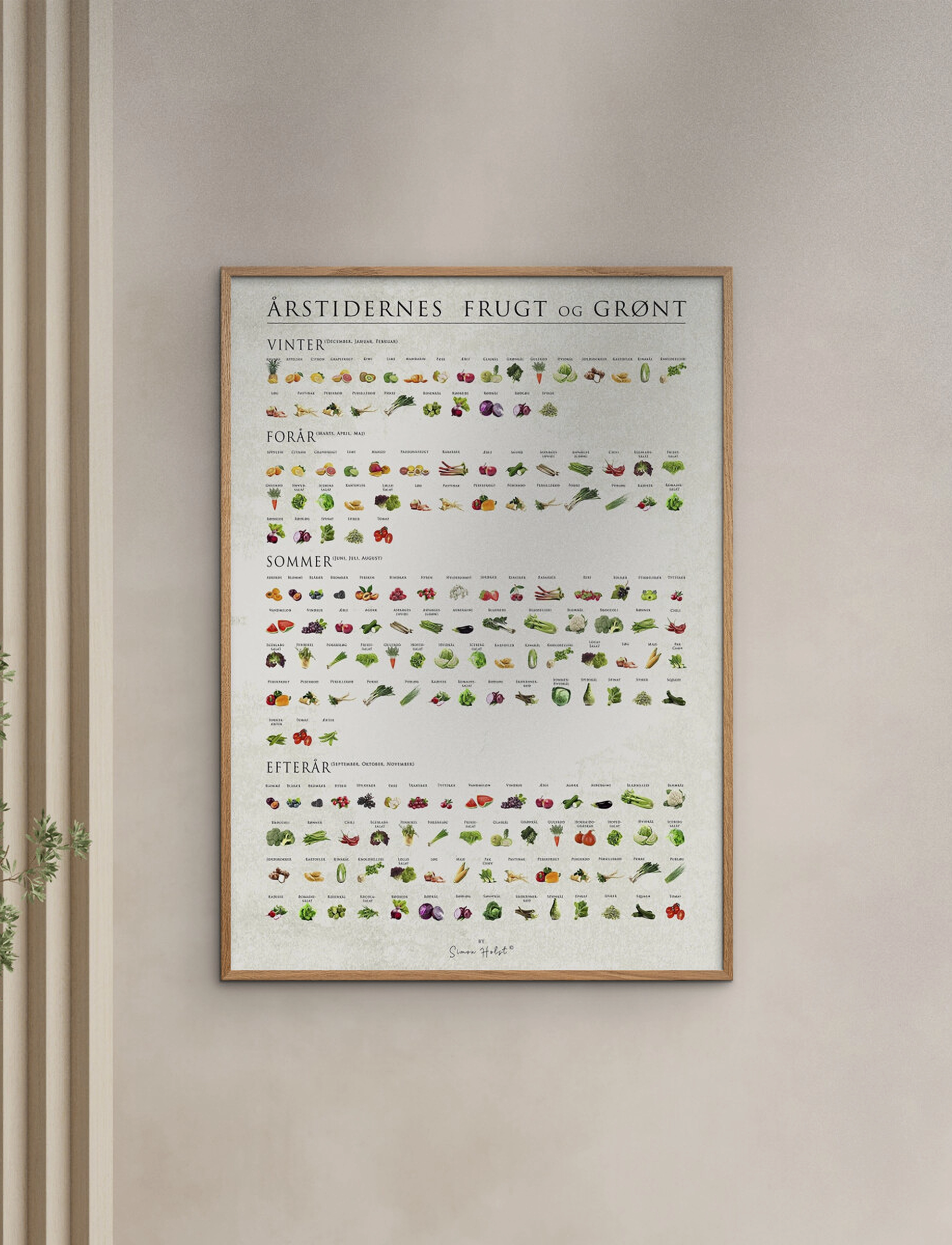 Poster & Frame Årstidernes Frugt Og Grønt, 30X40 cm, Posters, Mehrfarbig/gemustert - Botanical, Homeware