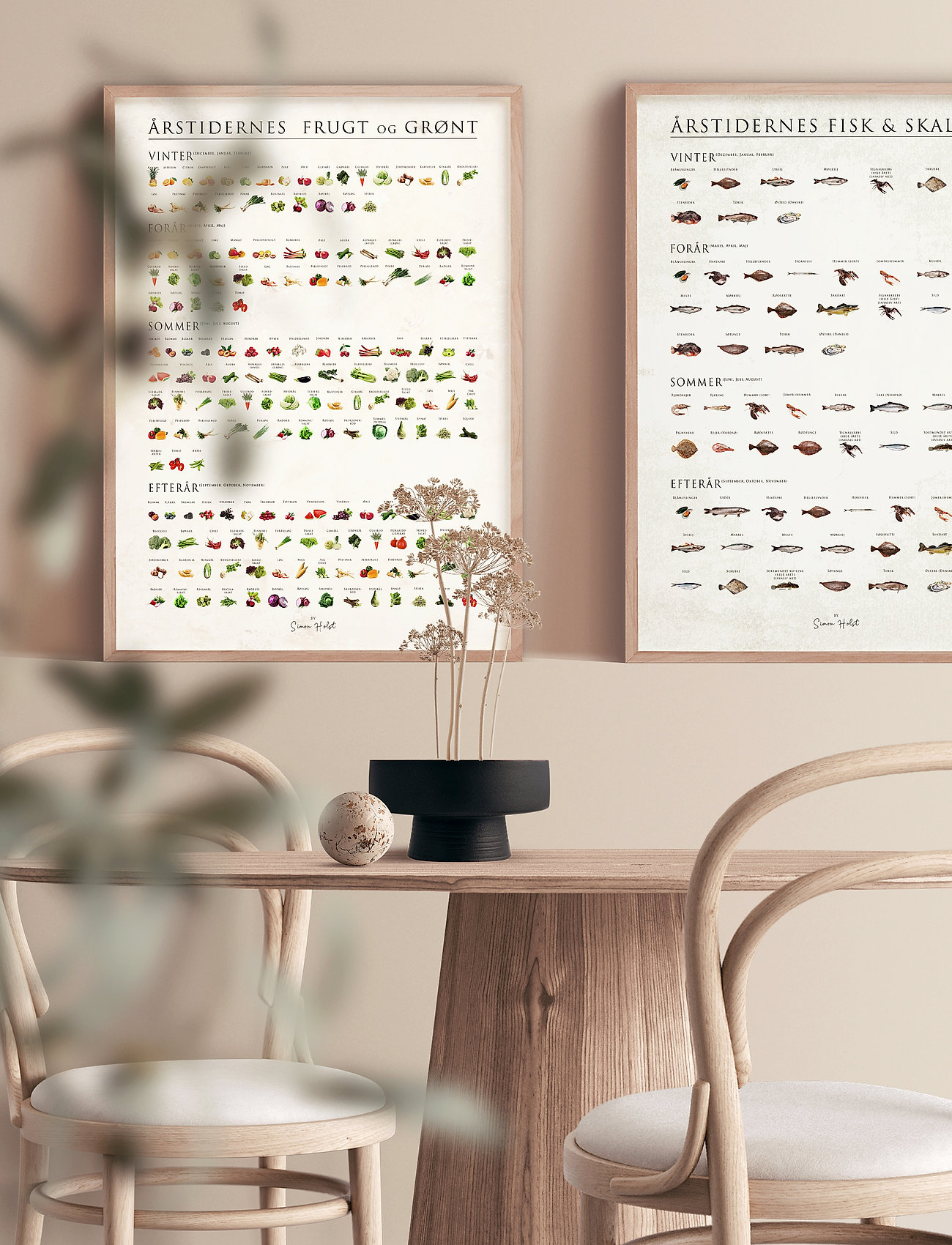 Poster & Frame Årstidernes Frugt Og Grønt, Sten, 30X40 cm, Posters, Mehrfarbig/gemustert - Botanical, Homeware
