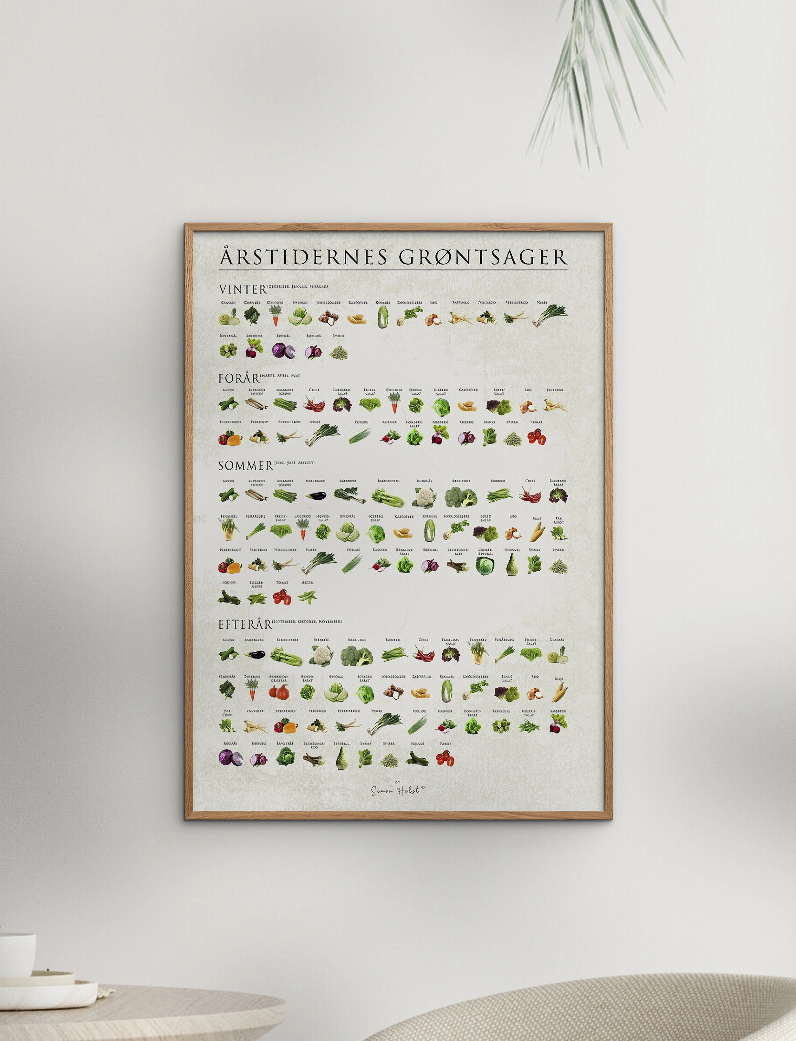 Poster & Frame Årstidernes Grøntsager, 30X40 cm, Posters, Mehrfarbig/gemustert - Botanical, Homeware