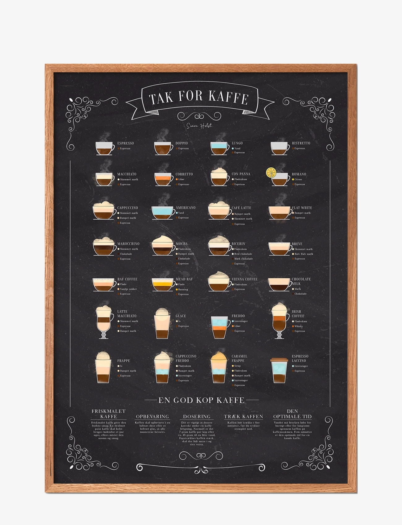 Poster & Frame Kaffe-Kridt, Food, Multi/mønstret, Str: 30X40CM