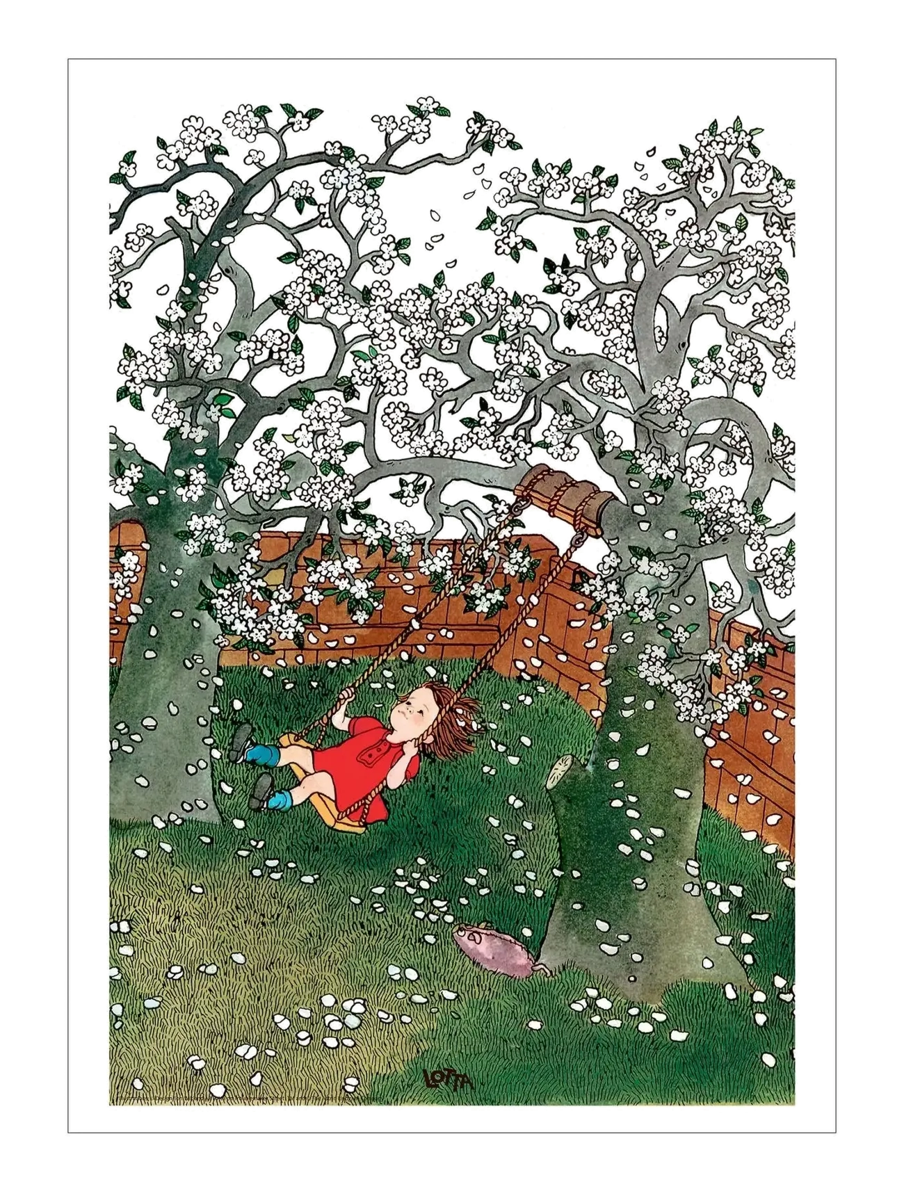 Poster & Frame Astrid Lindgren Swing Lotta On Troublemaker Street, Plakat, Rød, Str: 50X70CM
