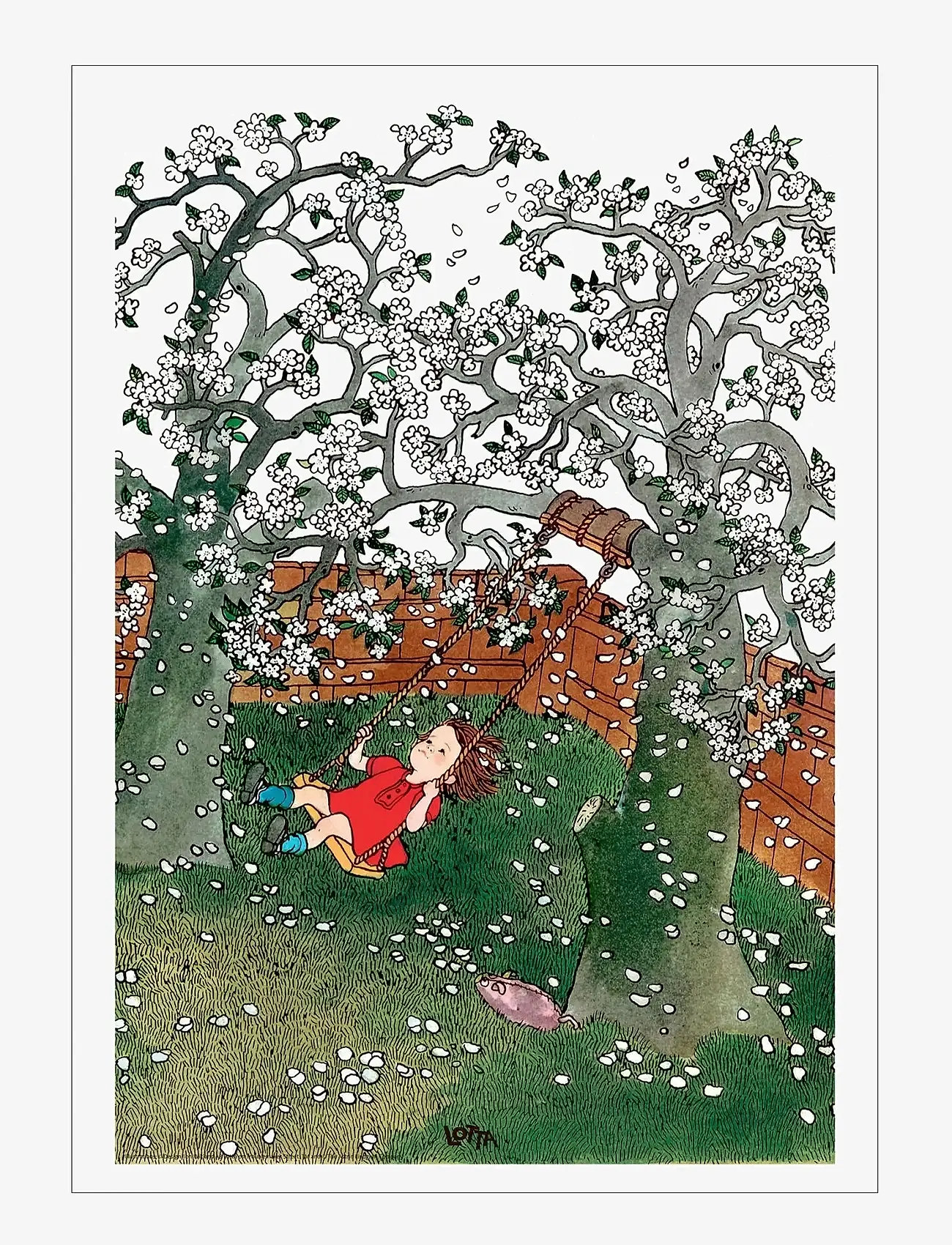 Poster & Frame - Astrid Lindgren - Swing - Lotta on Troublemaker Street - feelings - green - 1