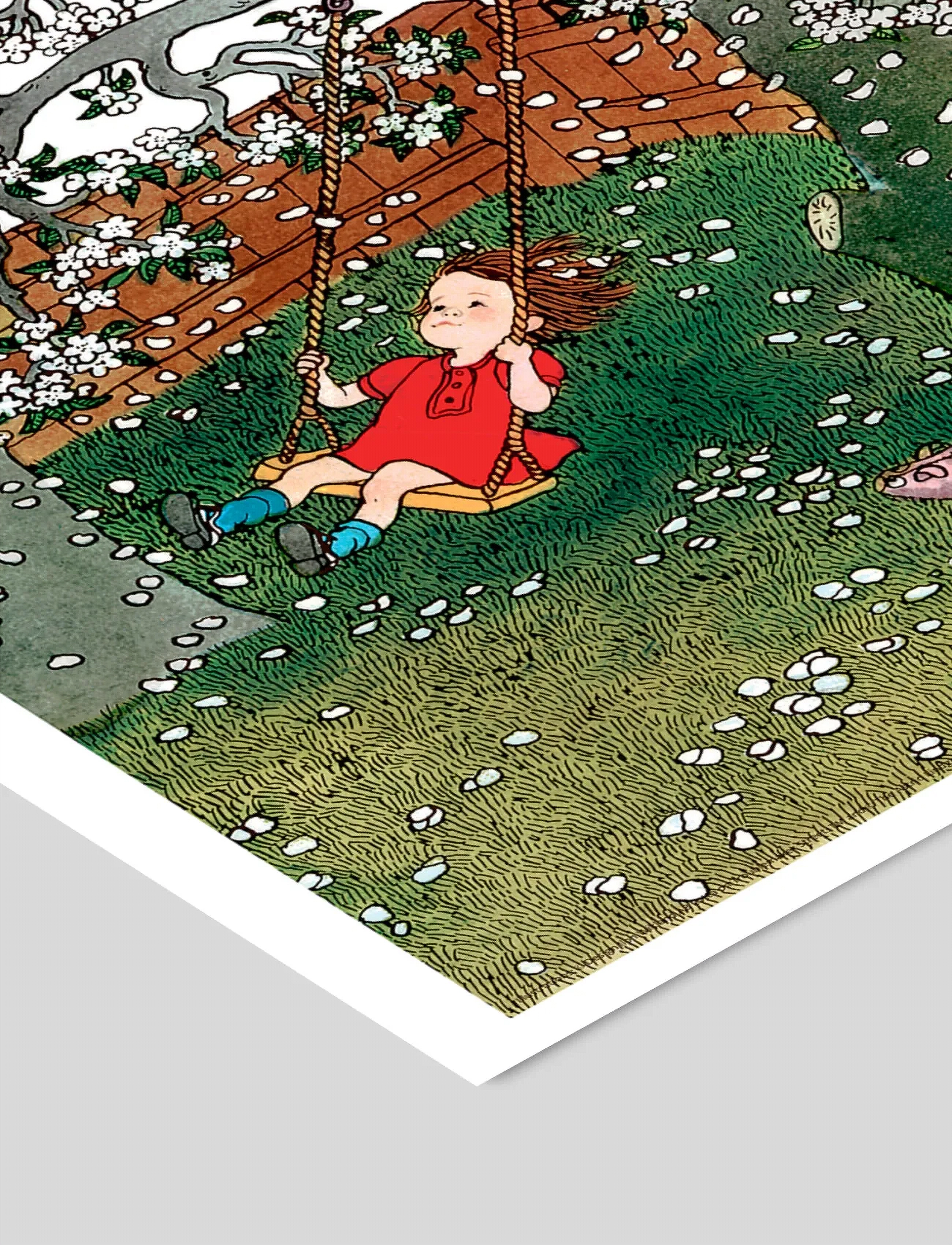 Poster & Frame - Astrid Lindgren - Swing - Lotta on Troublemaker Street - green - 2