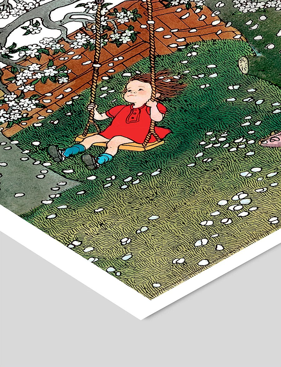 Poster & Frame - Astrid Lindgren - Swing - Lotta on Troublemaker Street - følelser - green - 2