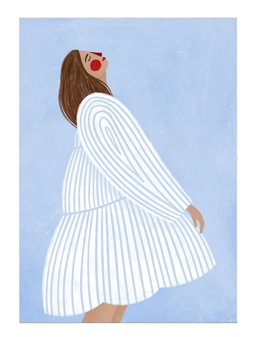 Poster & Frame - Bea Muller - The Woman with the Blue Stripes - illustrationen - blue - 1