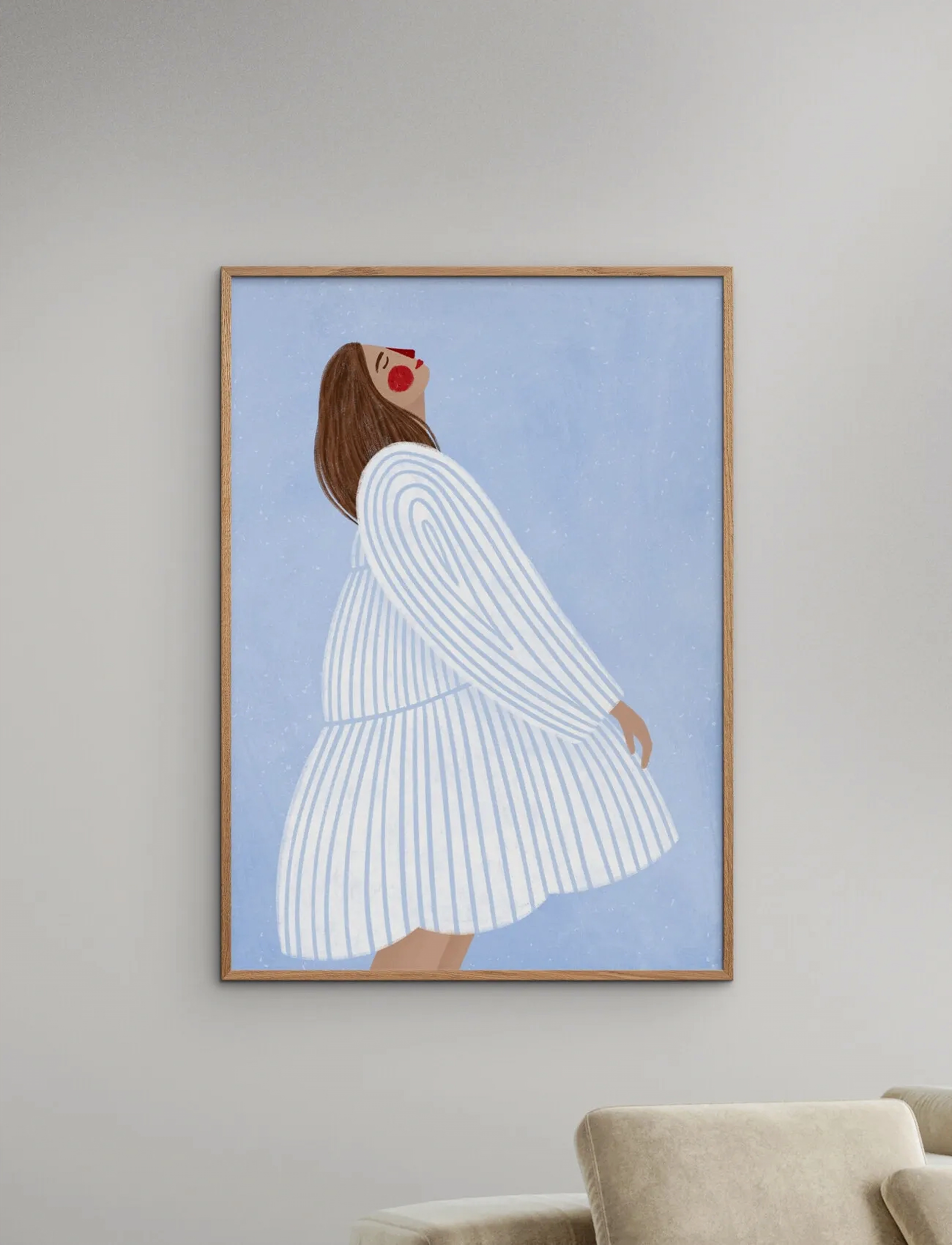 Poster & Frame Bea Muller The Woman With Blue Stripes, 70X100 cm, Posters, Blau - Illustrations, Homeware