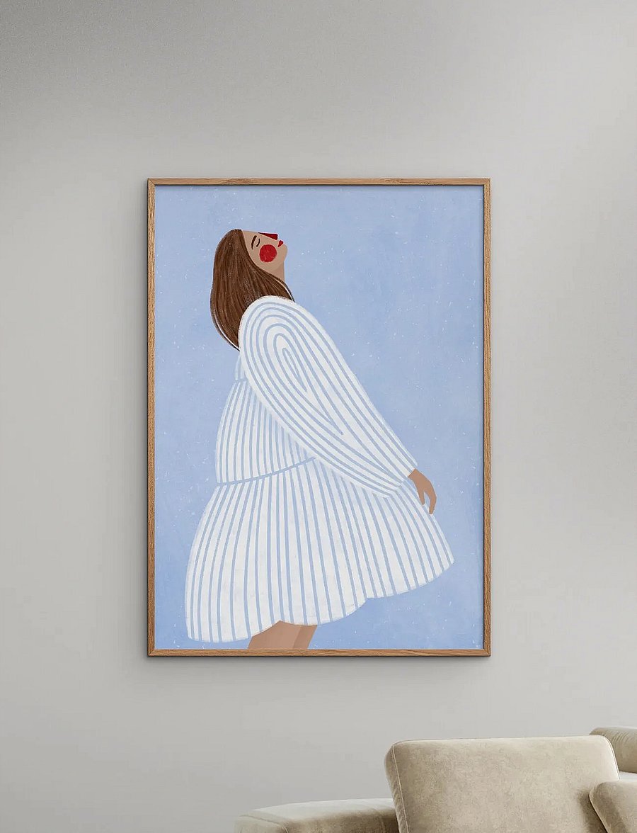 Poster & Frame - Bea Muller - The Woman with the Blue Stripes - illustrationen - blue - 0
