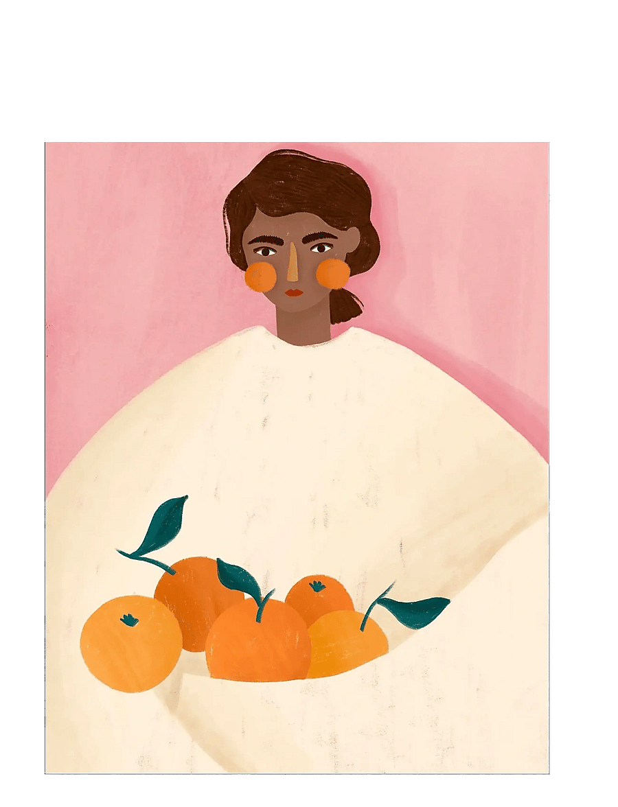 Poster & Frame - Bea Muller - The Woman With the Oranges - illustratsioonid - multi - 1