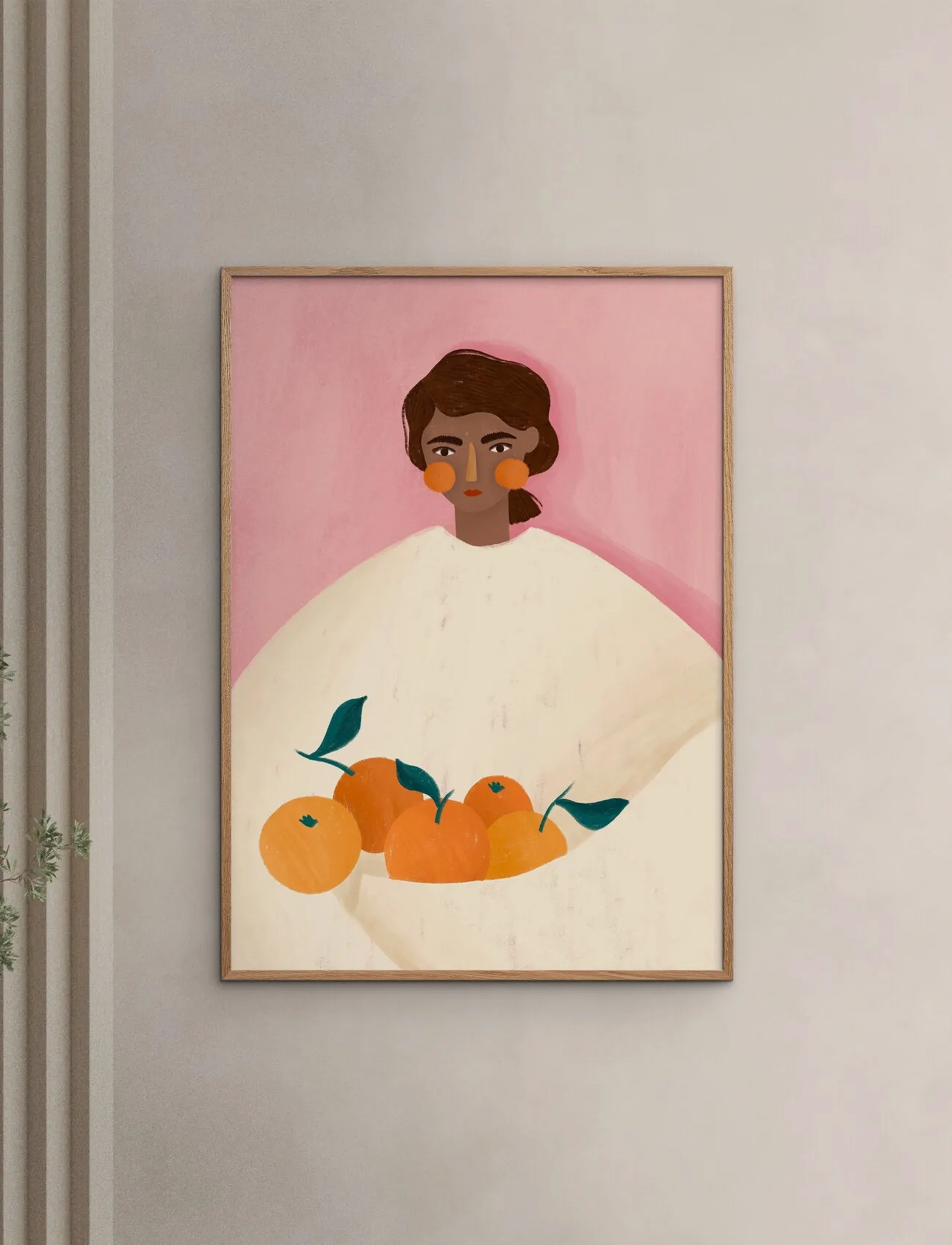 Poster & Frame Bea Muller The Woman With Oranges, 50X70 cm, Posters, Rosa - Illustrations, Homeware