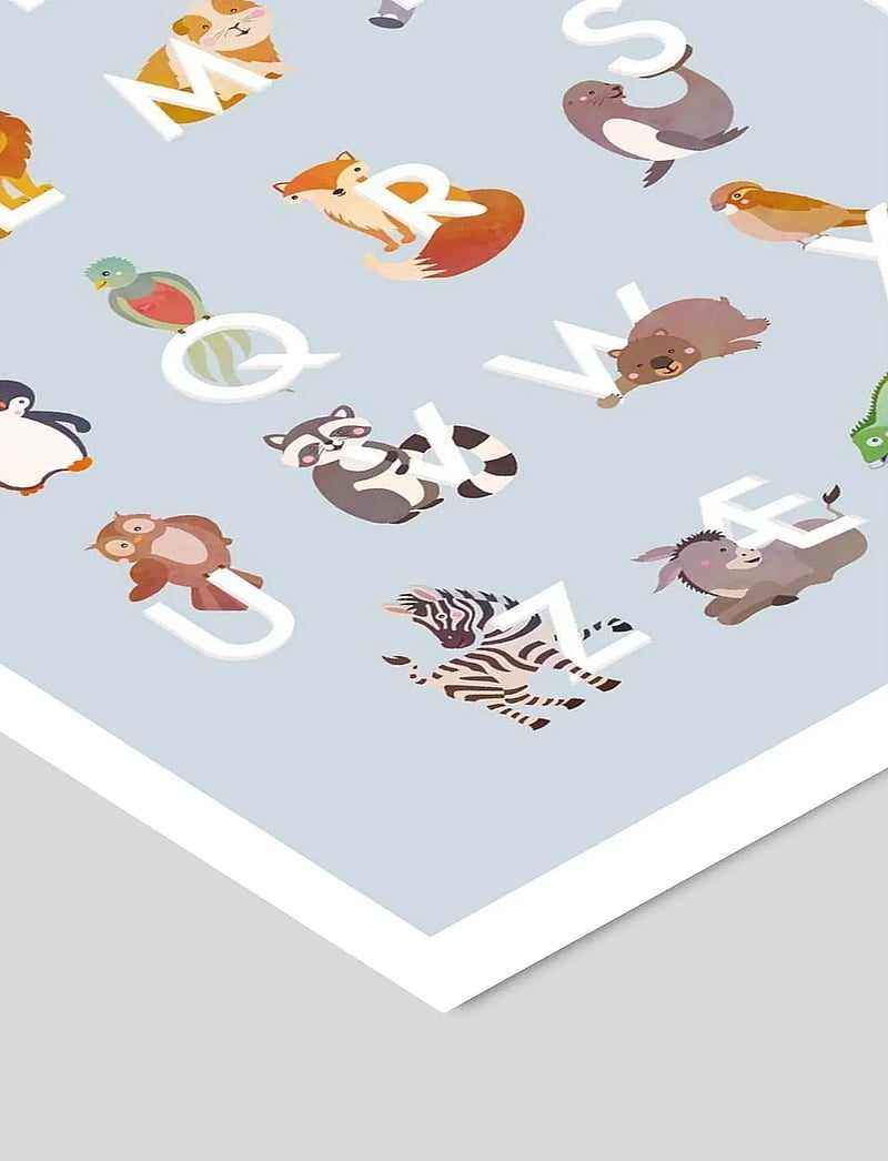 Poster & Frame - Tiny Tails - ABC lyseblå - alphabet - blue - 2