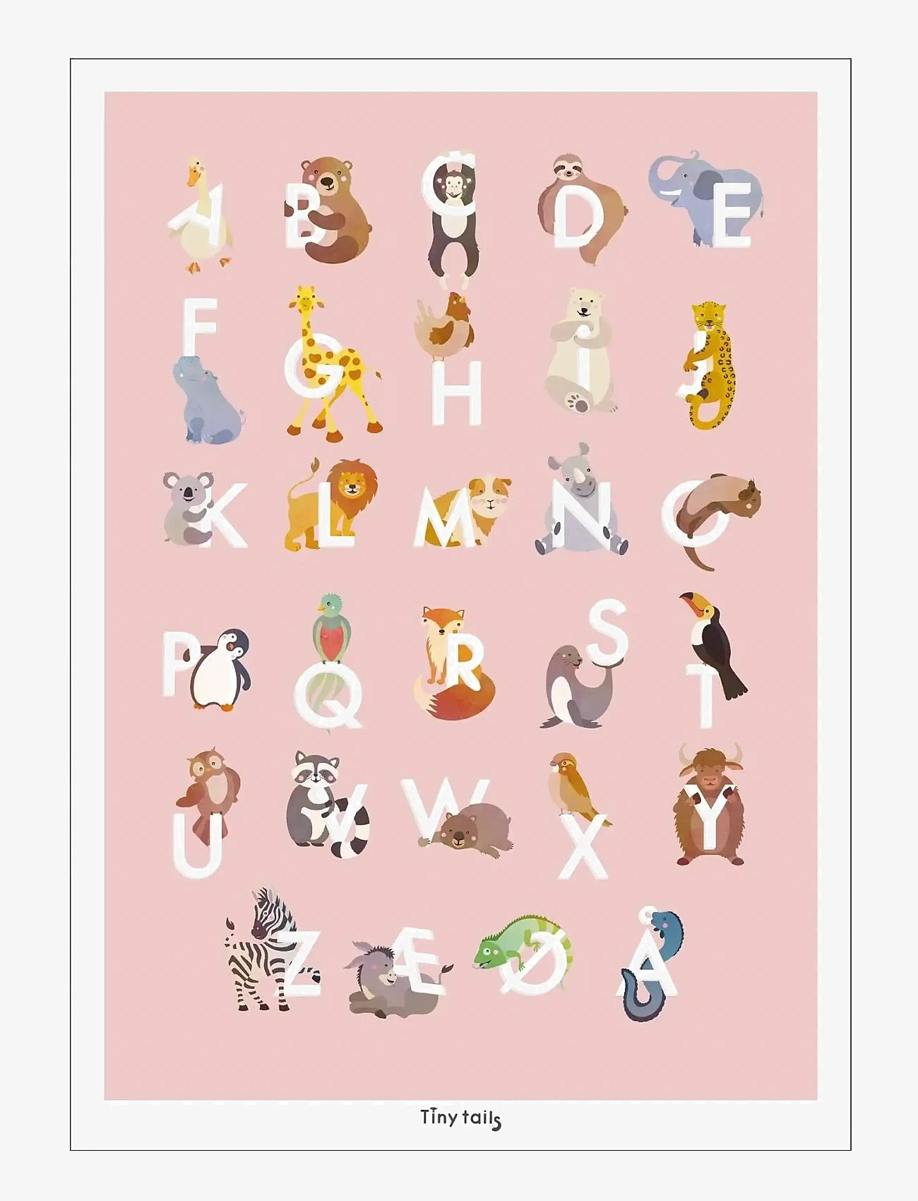 Poster & Frame - Tiny Tails - ABC lyserød - tal - pink - 1