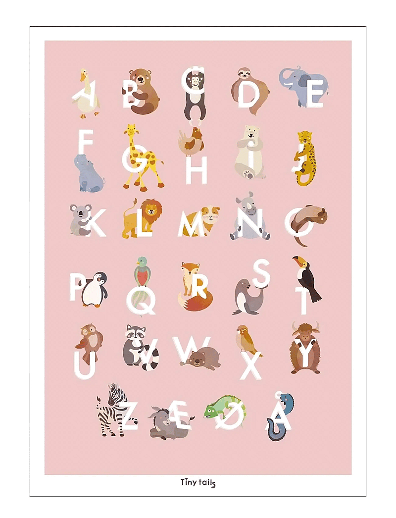 Poster & Frame - Tiny Tails - ABC lyserød - zahlen - pink - 1