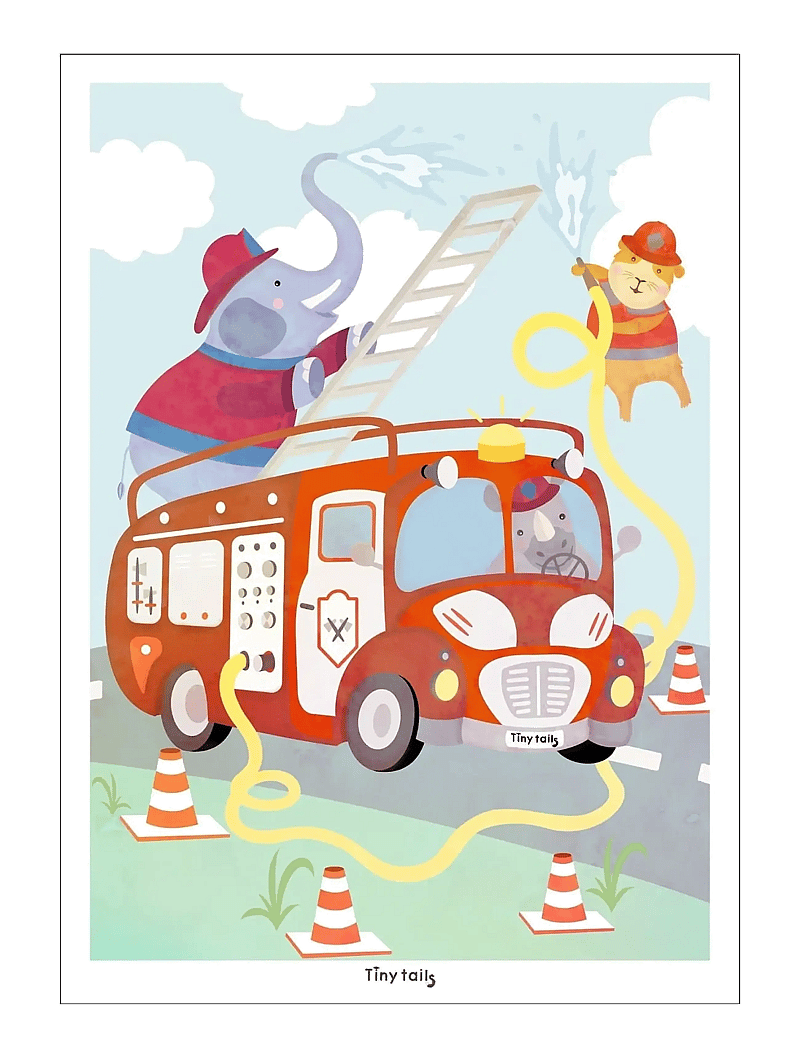 Poster & Frame - Tiny Tails - Brandbilplakat - tiere - multicolor - 1