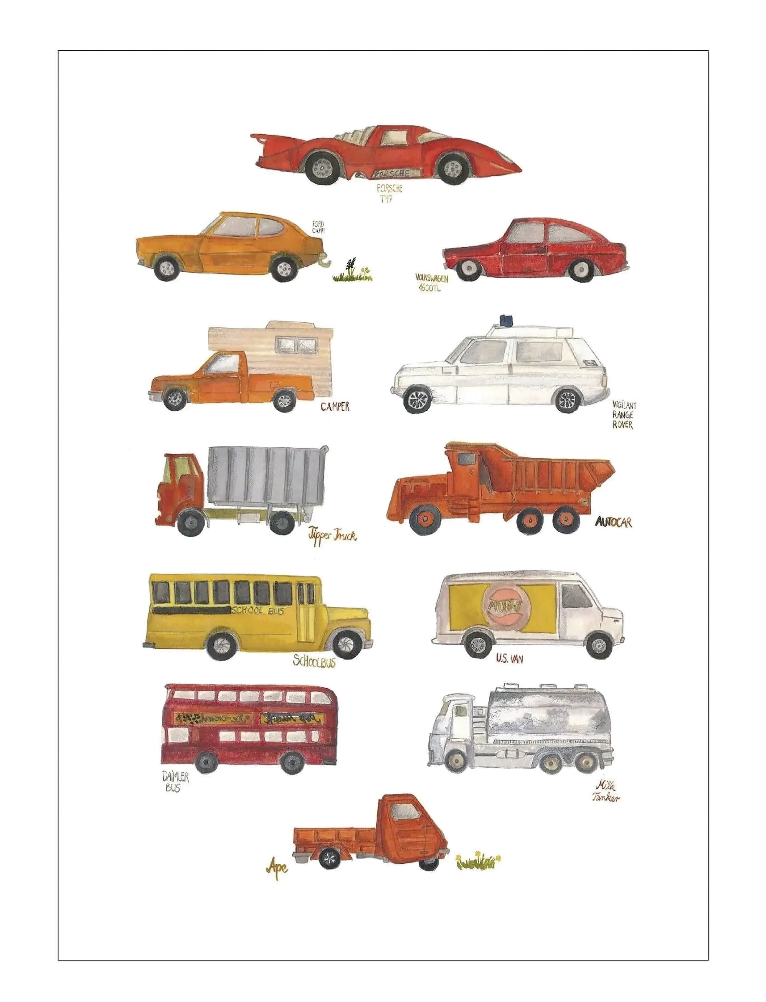 Poster & Frame Tiny Goods Cars, A3, Posters Frames, Mehrfarbig/gemustert - Posters, Kinder