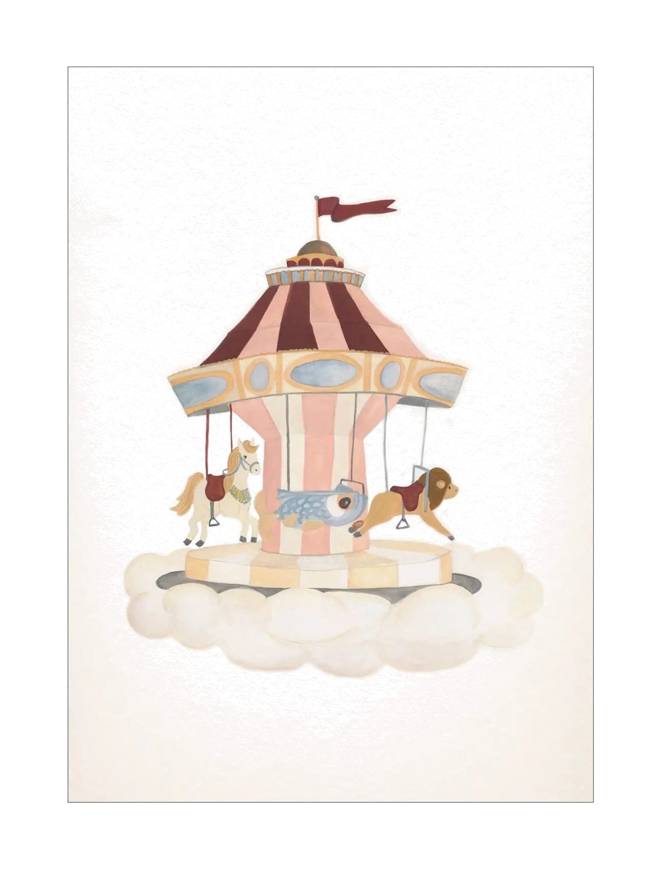 Poster & Frame Tiny Goods Merry Go Round, 30X40 cm, Posters Frames, Rosa - Posters, Kinder