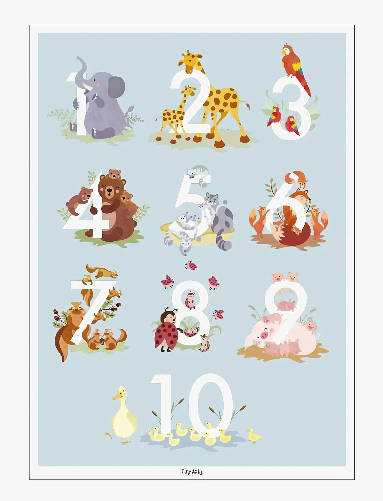 Poster & Frame - Tiny Tails - Talplakat - blå - alfabet - multicolor - 1