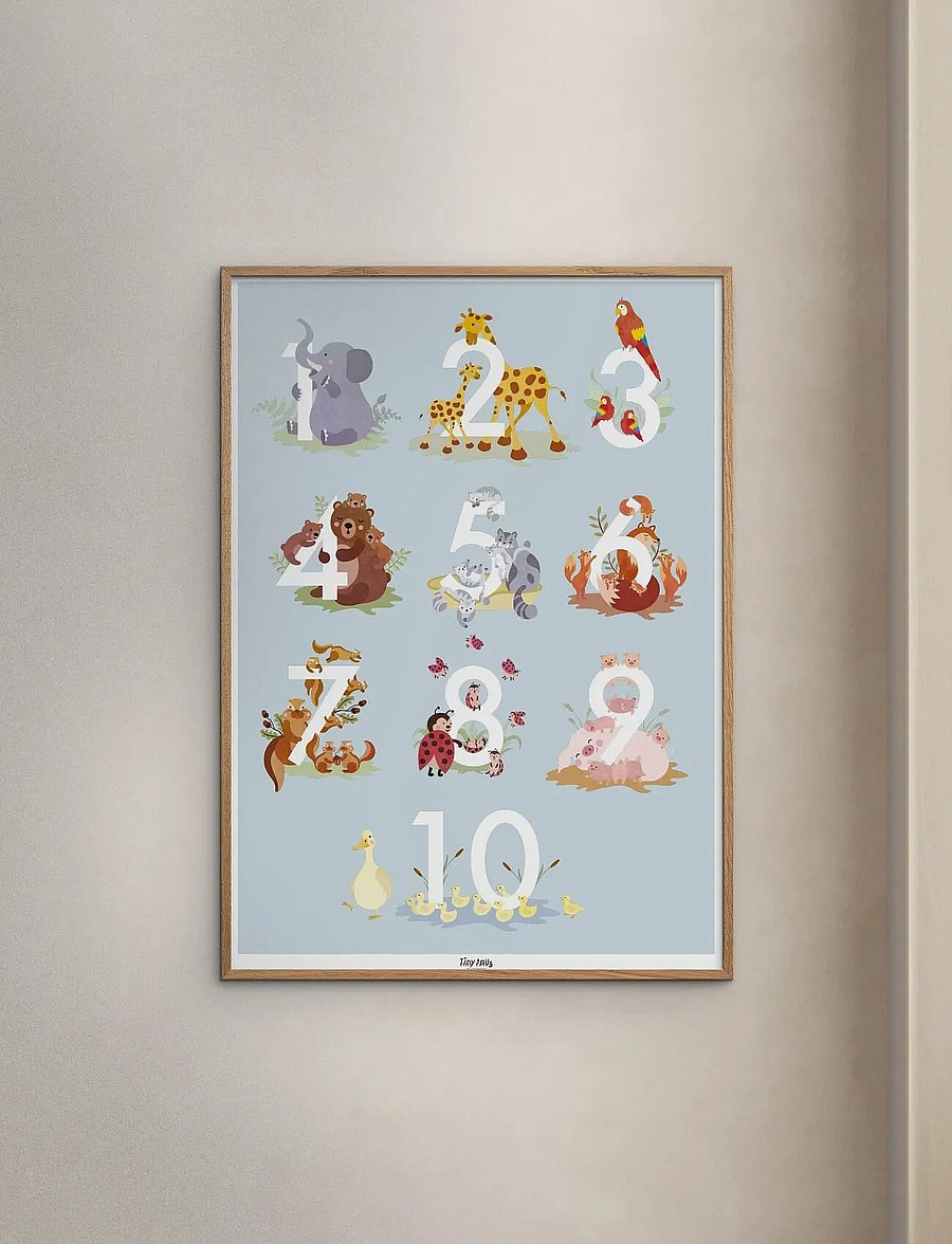 Poster & Frame - Tiny Tails - Talplakat - blå - multicolor - 0