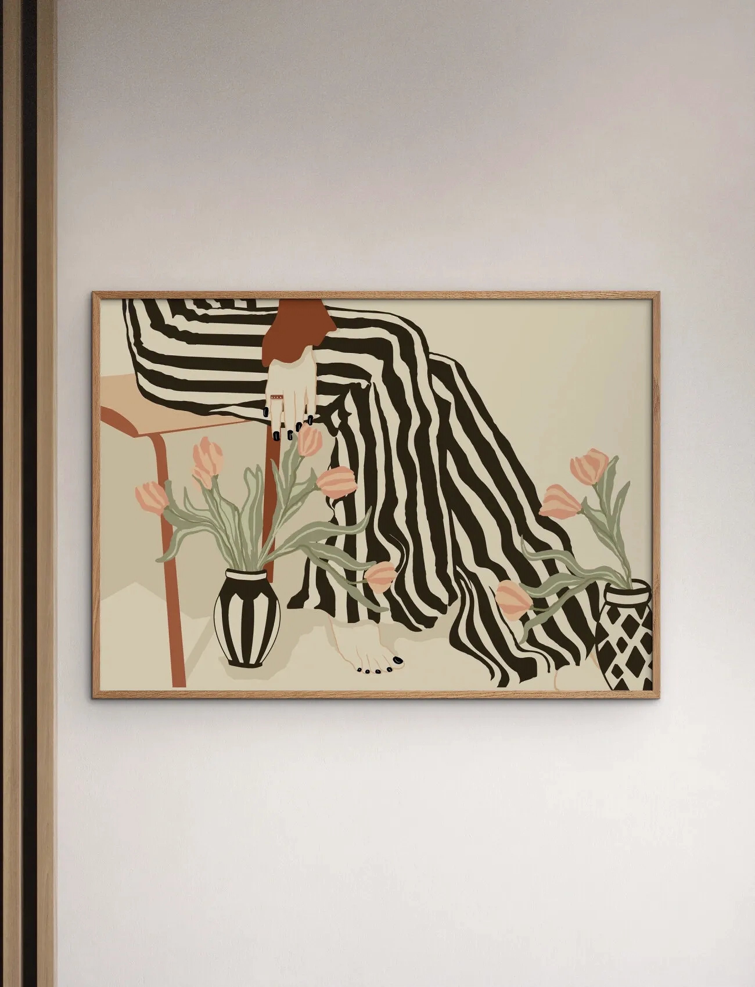 Poster & Frame Affordable Art Prints X Sannel Larson Tulips By My Feet, 50X70 cm, Posters, Beige - Illustrations, Homeware