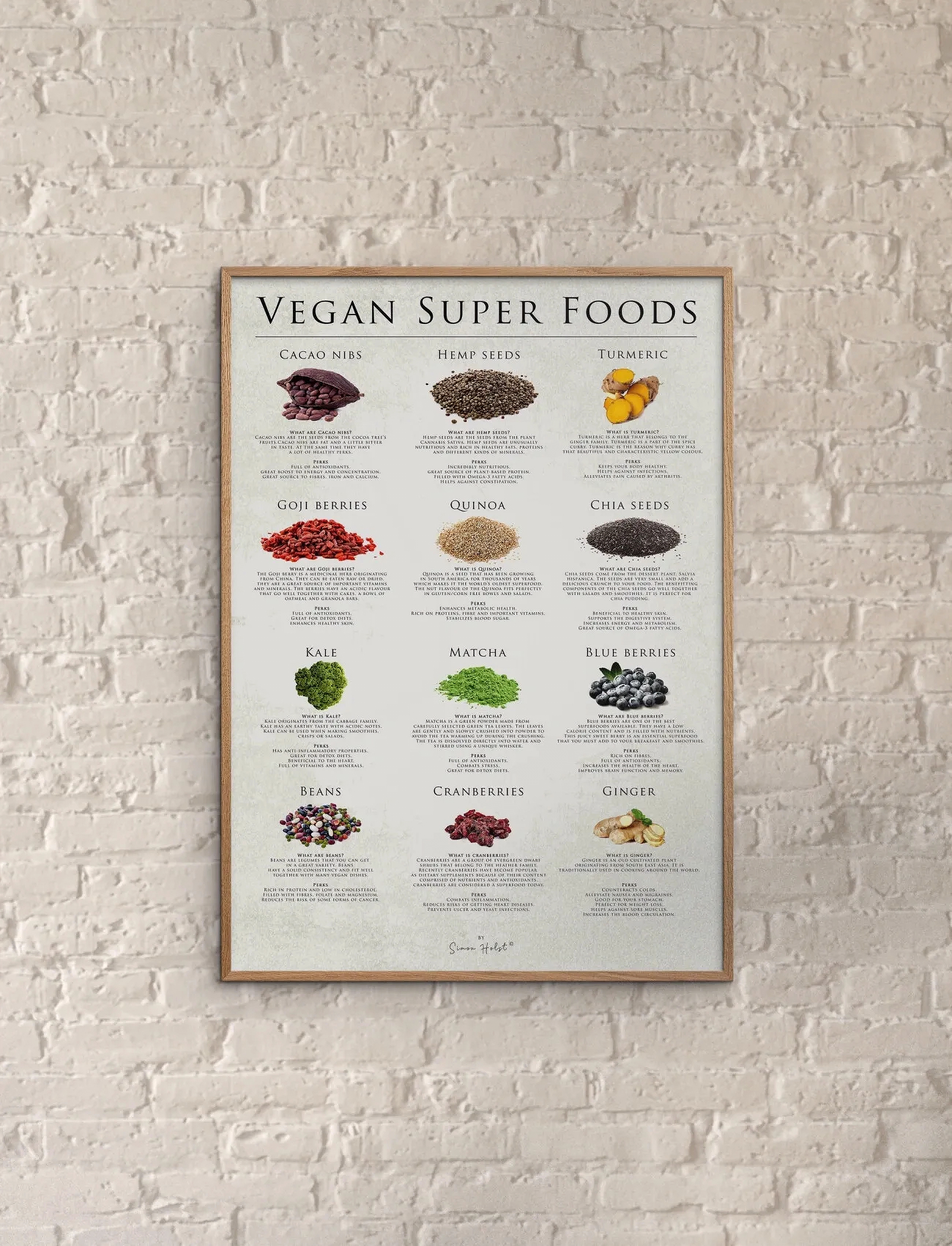 Poster & Frame Simon Holst Vegan Super Foods, 70X100 cm, Posters, Mehrfarbig/gemustert - Food, Homeware