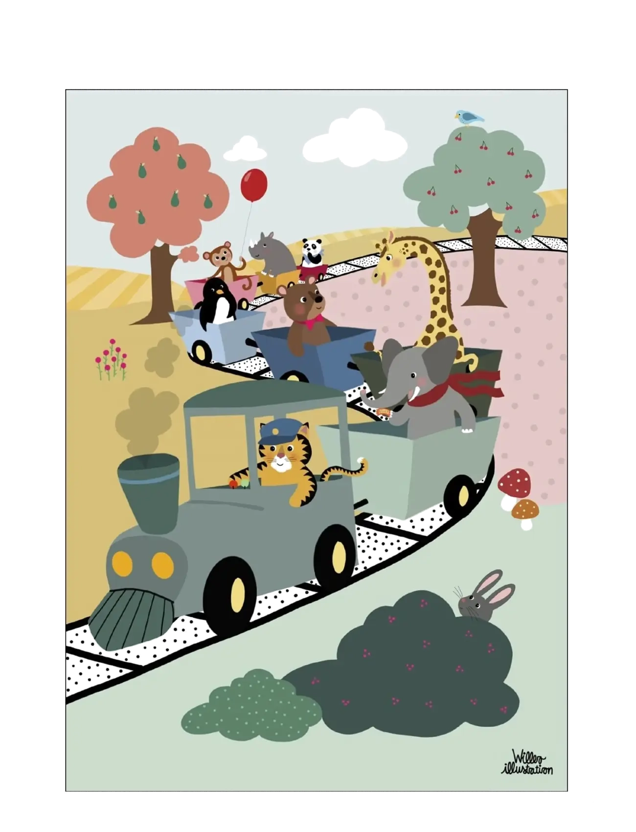 Poster & Frame Willero Illustration Adventure Train, A3, Posters Frames, Mehrfarbig/gemustert - Posters, Kinder