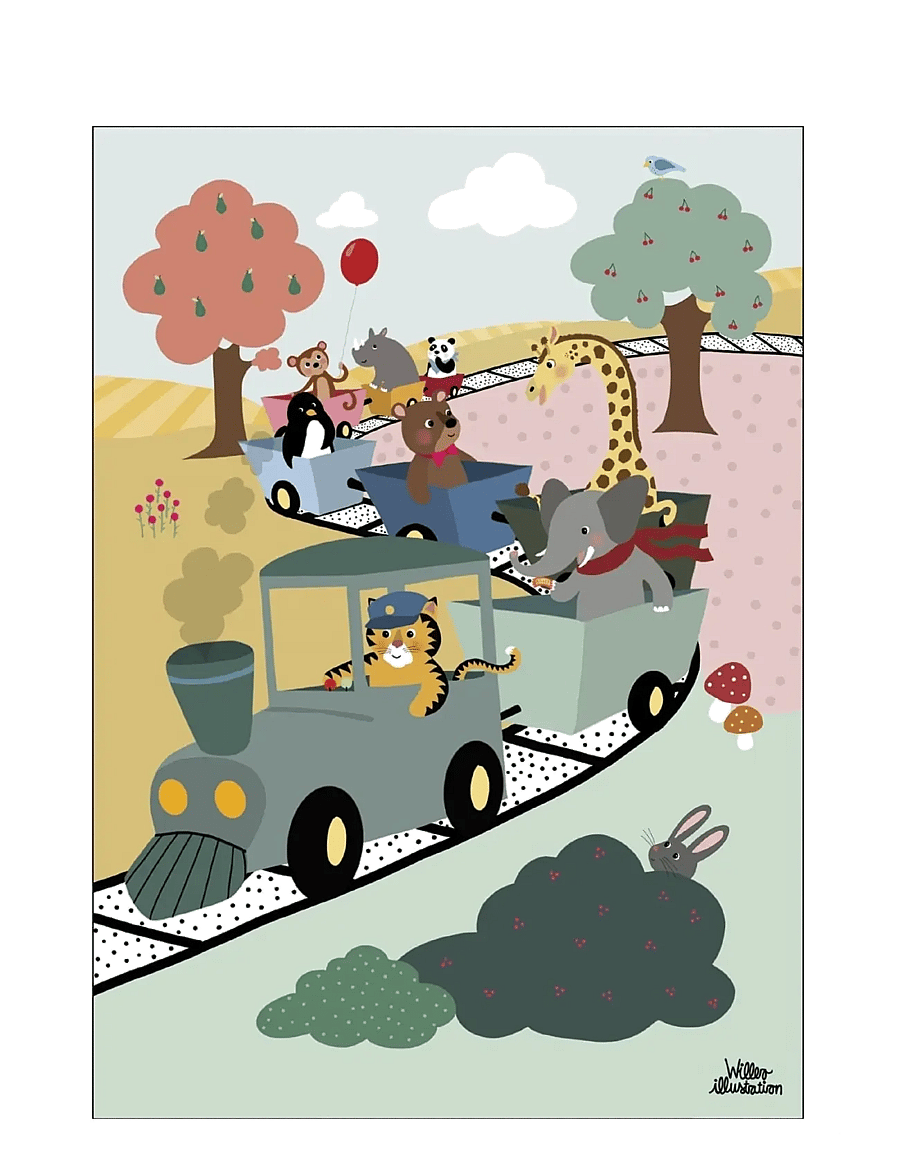 Poster & Frame - Willero Illustration - Adventure Train - fahrzeuge - multi-colored - 1