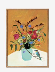 Wild Apple - Fall Floral with Bird, Poster & Frame