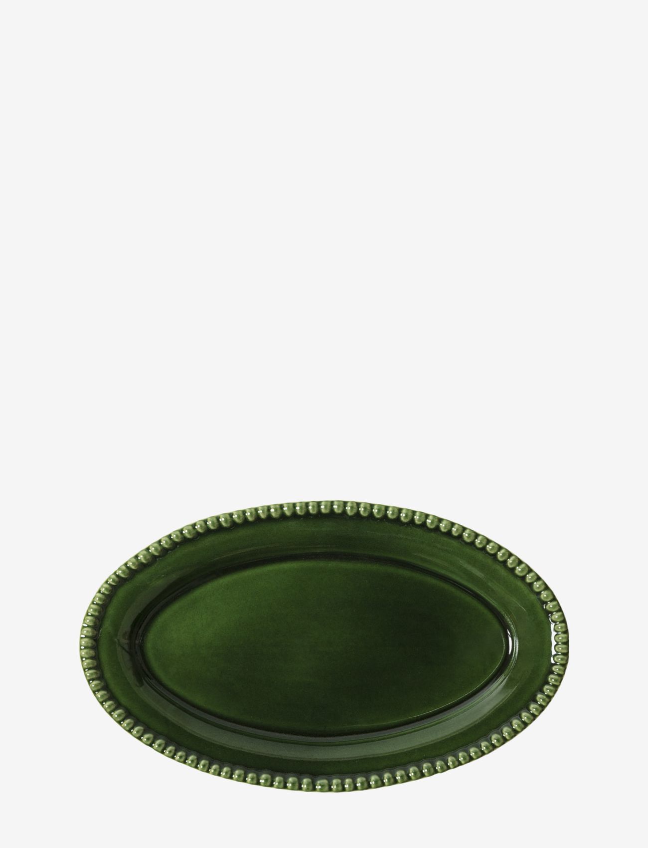 PotteryJo - DARIA Oval platter 35 cm stoneware - trauki uz kājas un šķīvji servēšanai - moss - 0