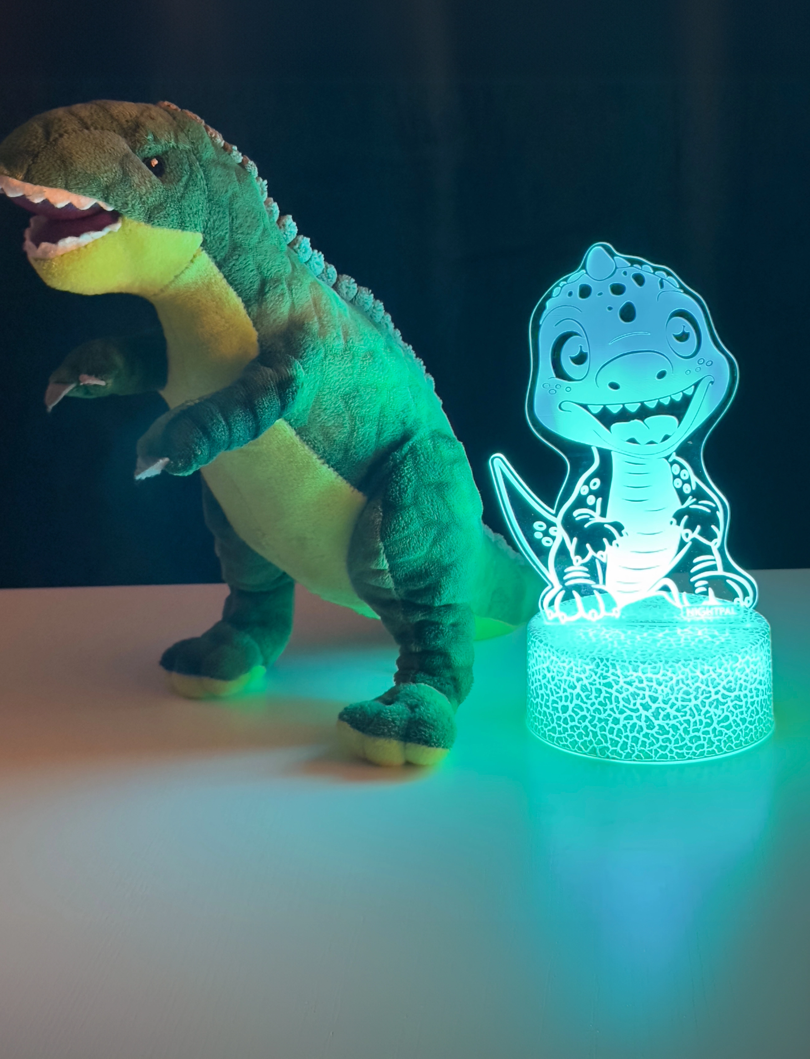 Powerpal Nightpal Dino, H19.6 cm, Multi/patterned, Belysning > Natlamper, Børn