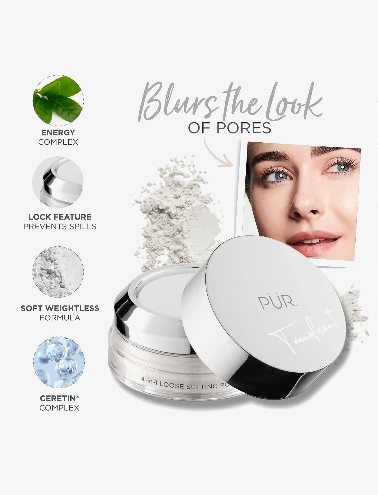 PÜR - 4-in-1 Loose Setting Powder Translucent - date night ready - clear - 3