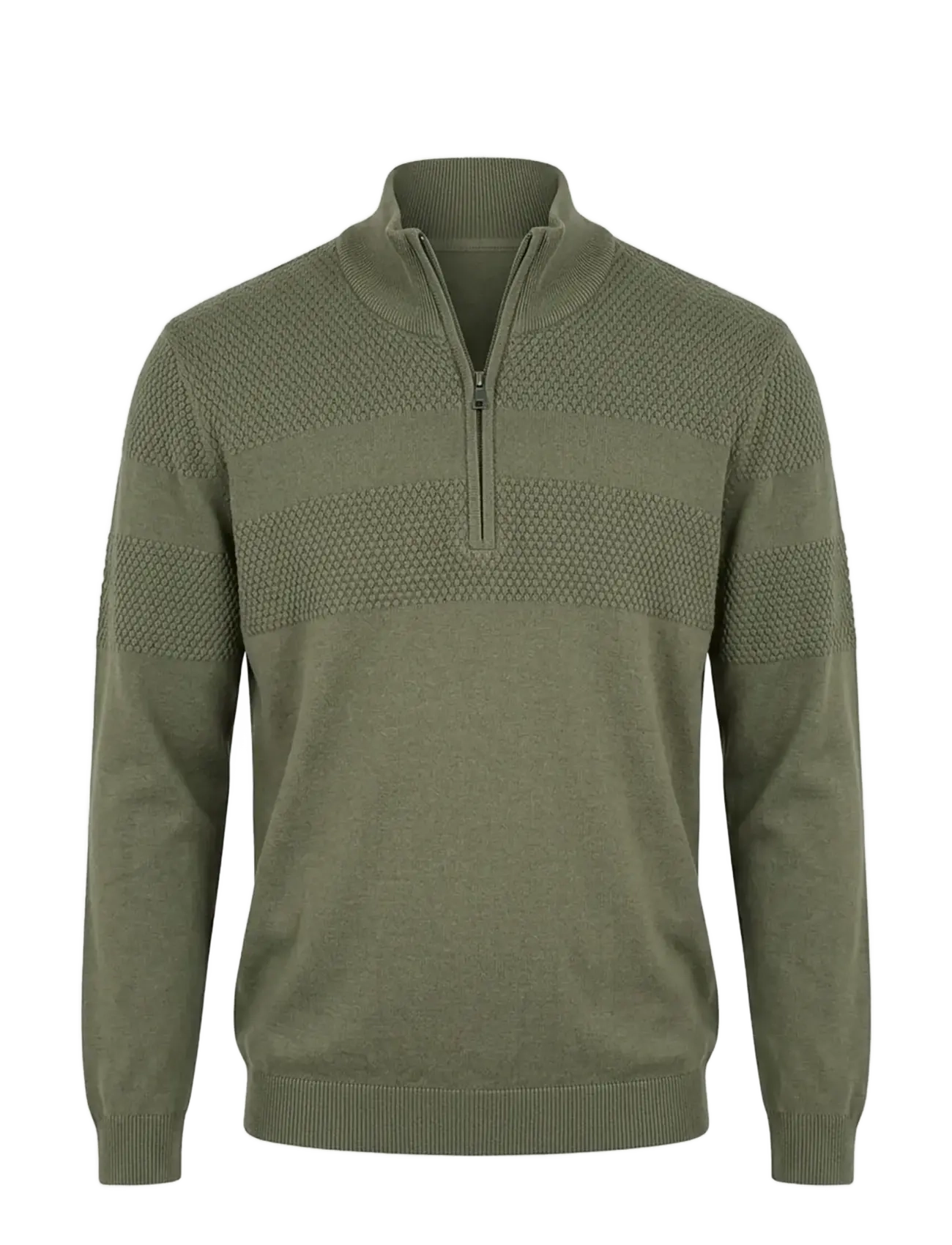 PRE END PEnilson zip knit - Strik - GREEN LEAF / khaki/green