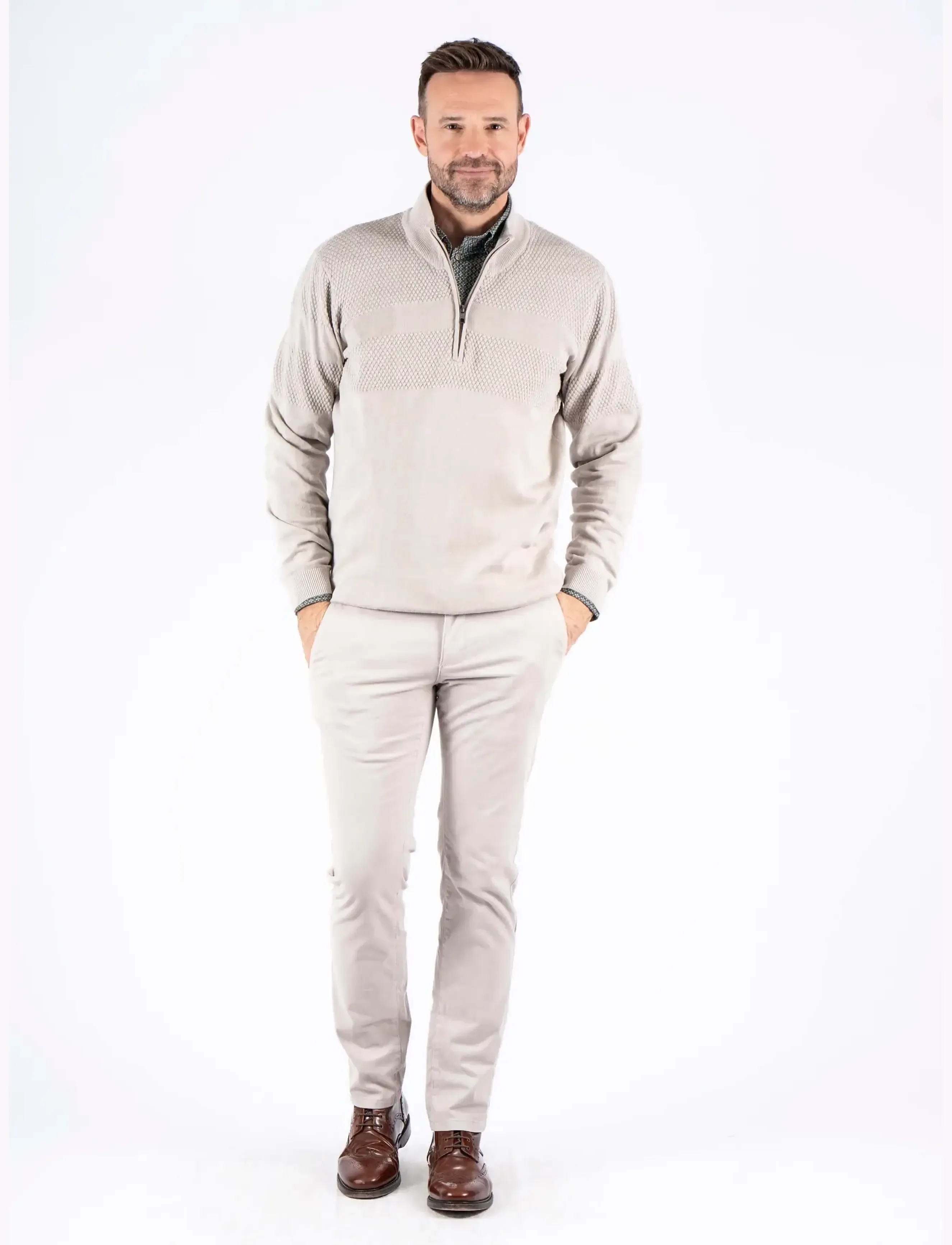 PRE END - PEnilson zip knit - efterårstøj - ultra light sand - 0