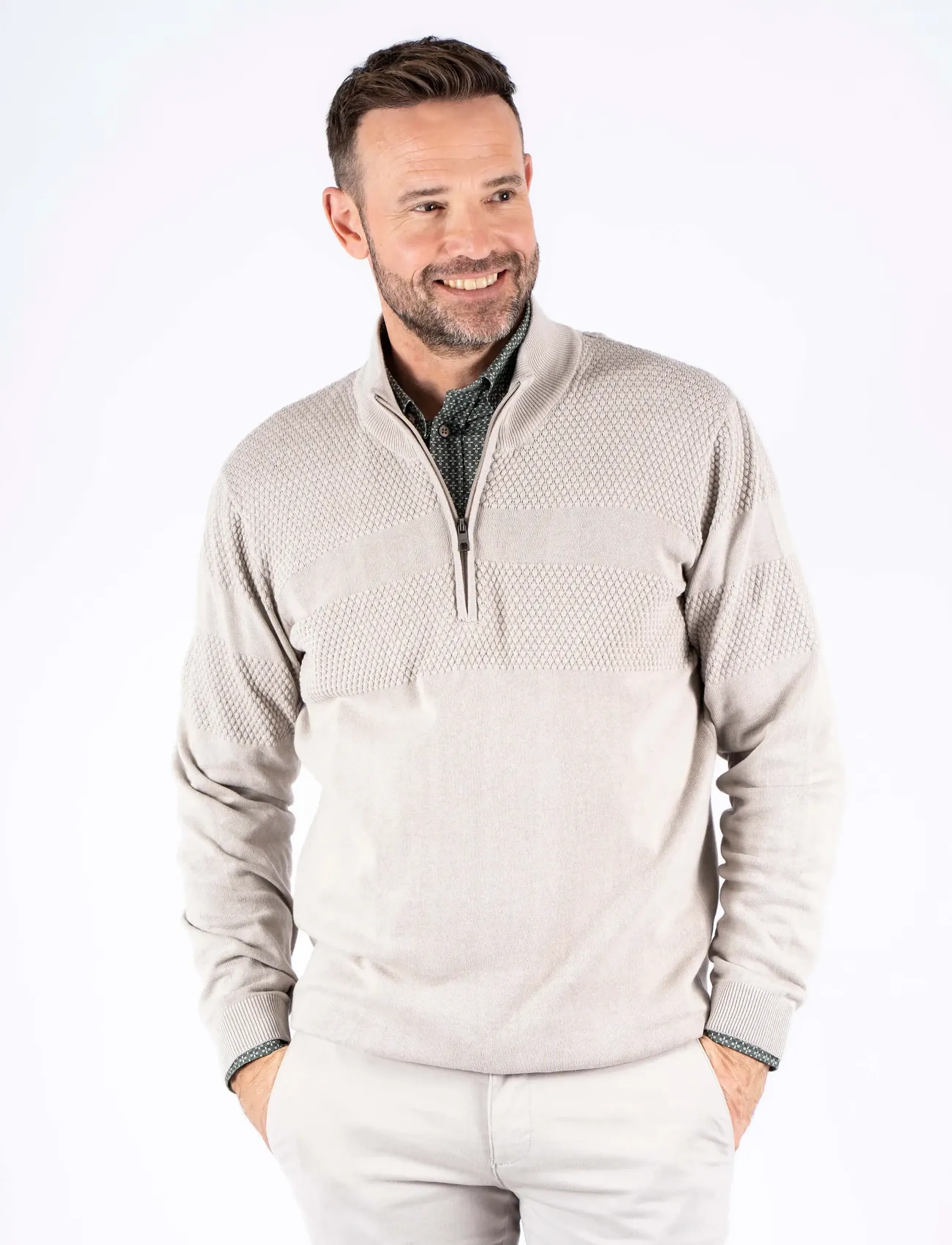 PRE END - PEnilson zip knit - efterårstøj - ultra light sand - 3