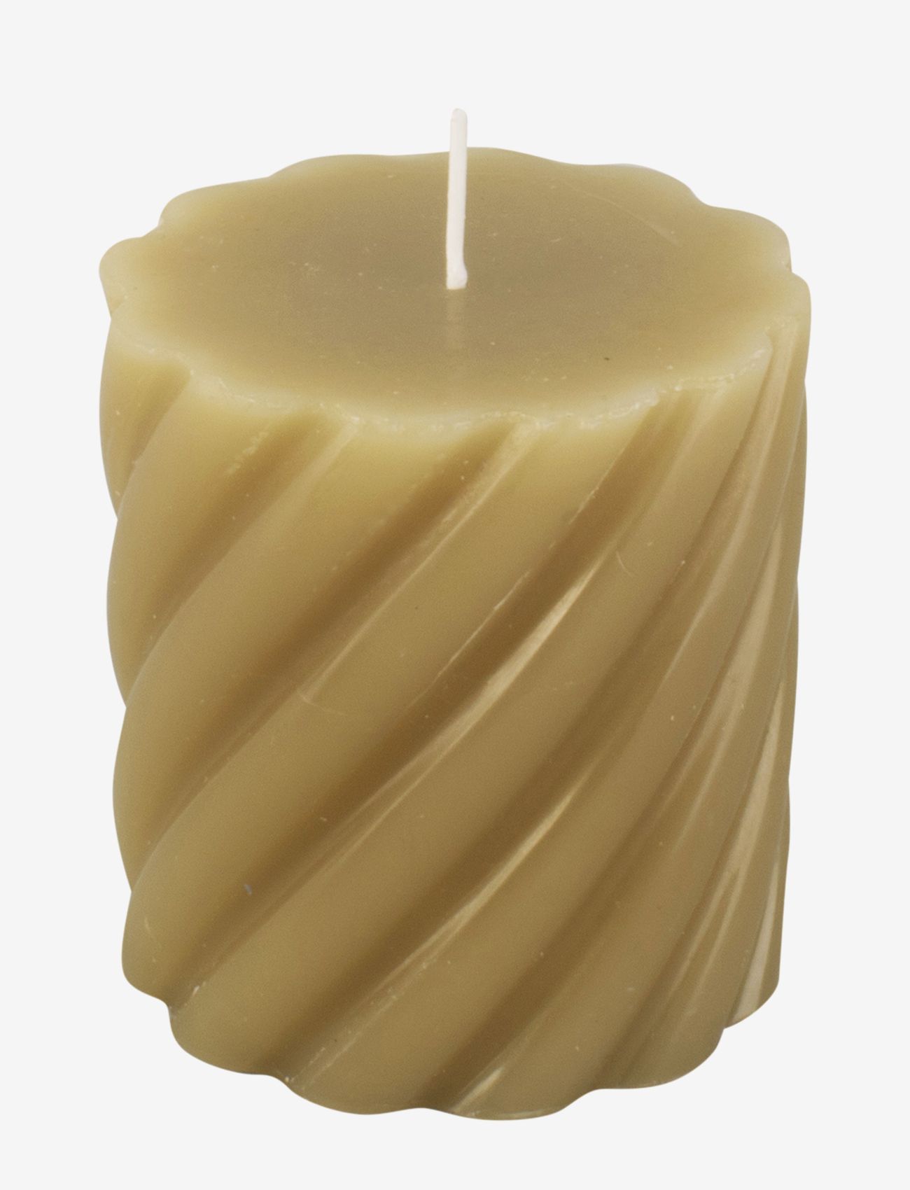 present time - Pillar candle Swirl small 37h - najniższe ceny - olive green - 0