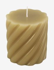 present time - Pillar candle Swirl small 37h - lowest prices - olive green - 0