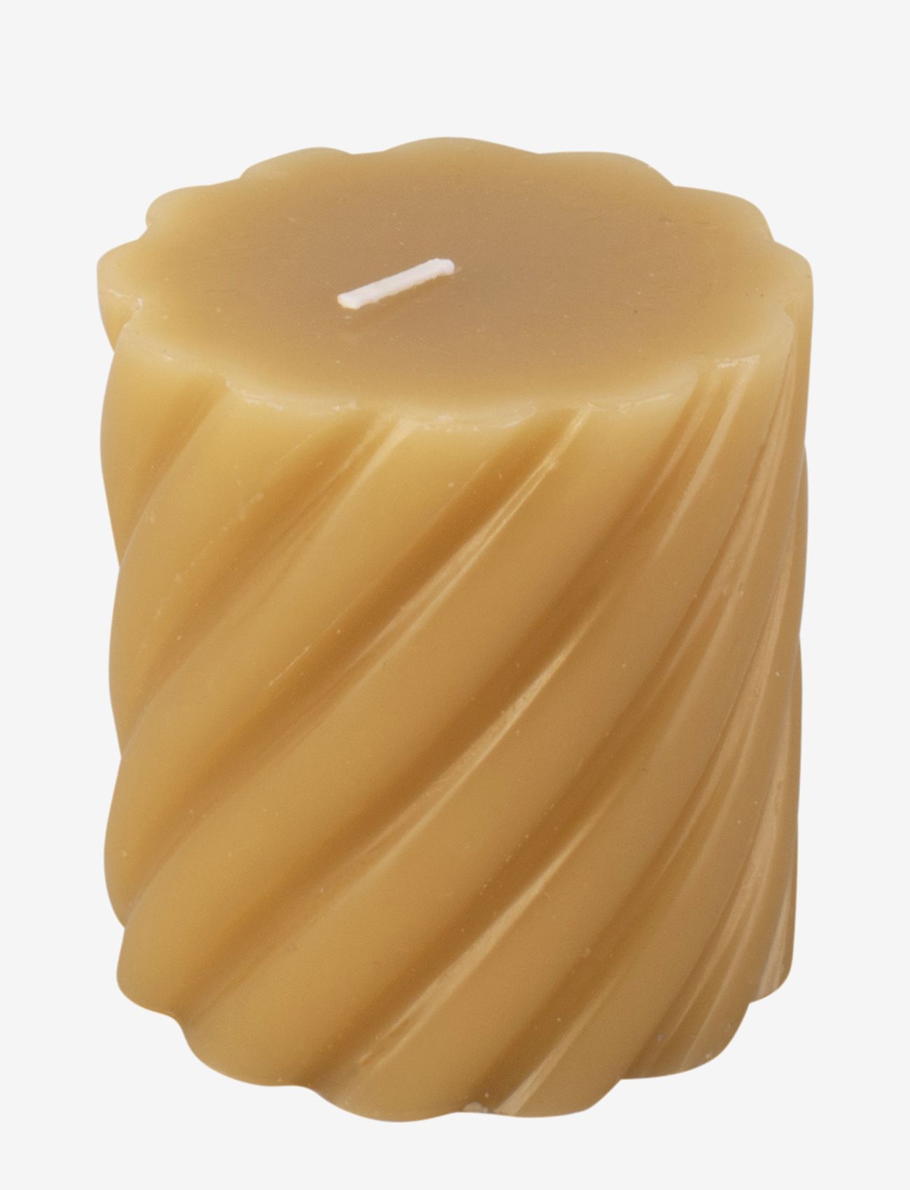 present time - Pillar candle Swirl small 37h - lowest prices - sand brown - 0