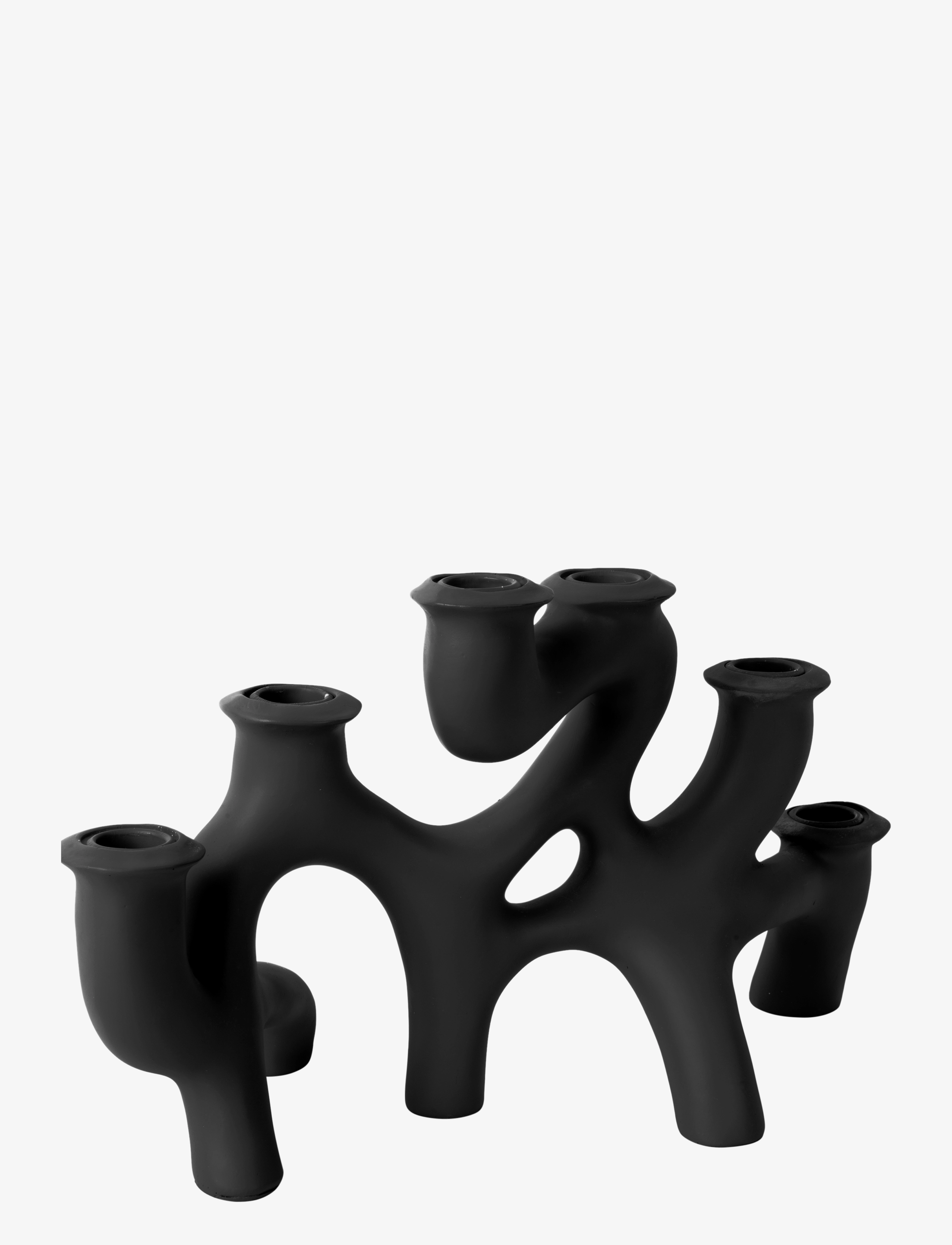 present time - Candle Holder Swirls large polyresin black - black - 1