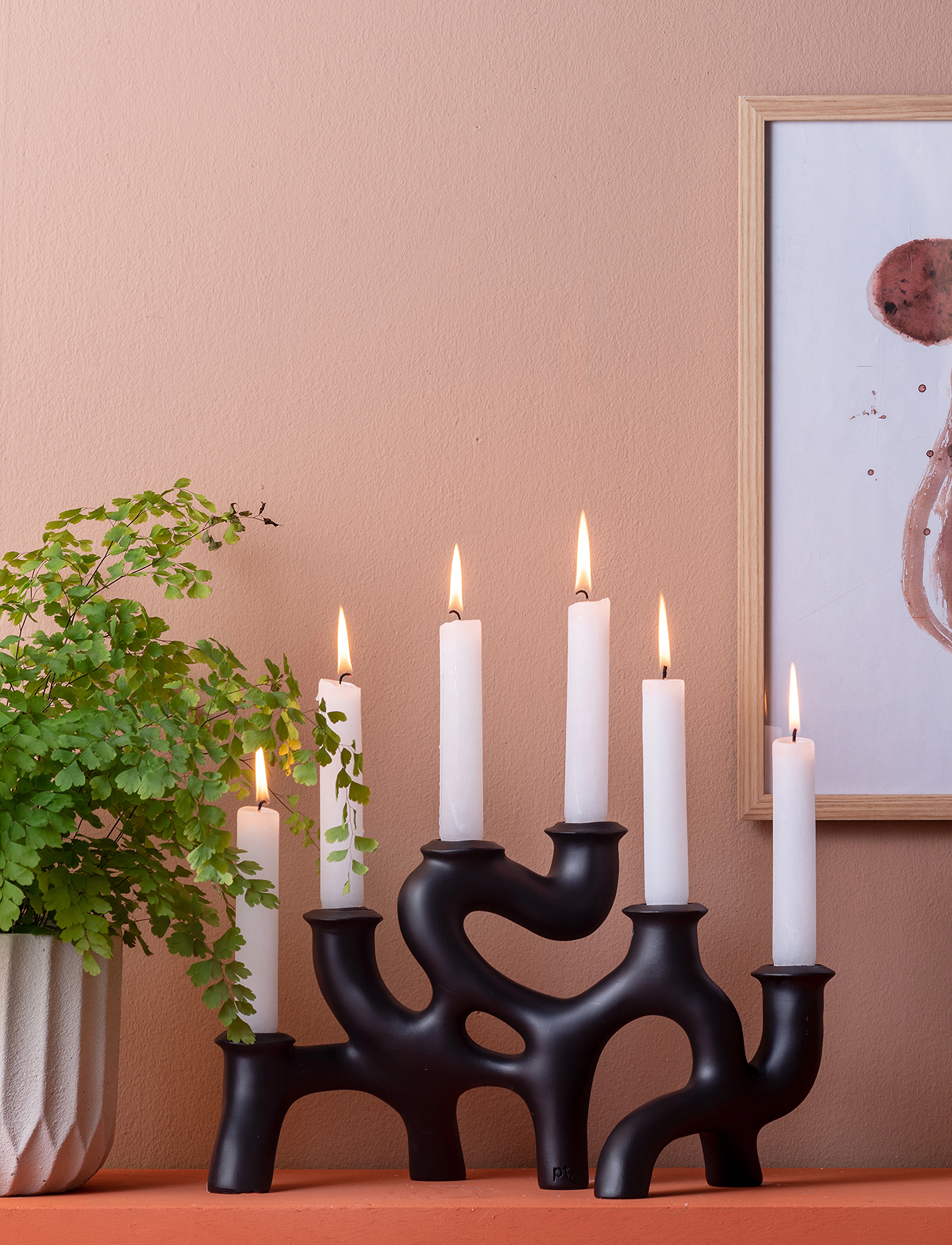 present time - Candle Holder Swirls large polyresin black - black - 5