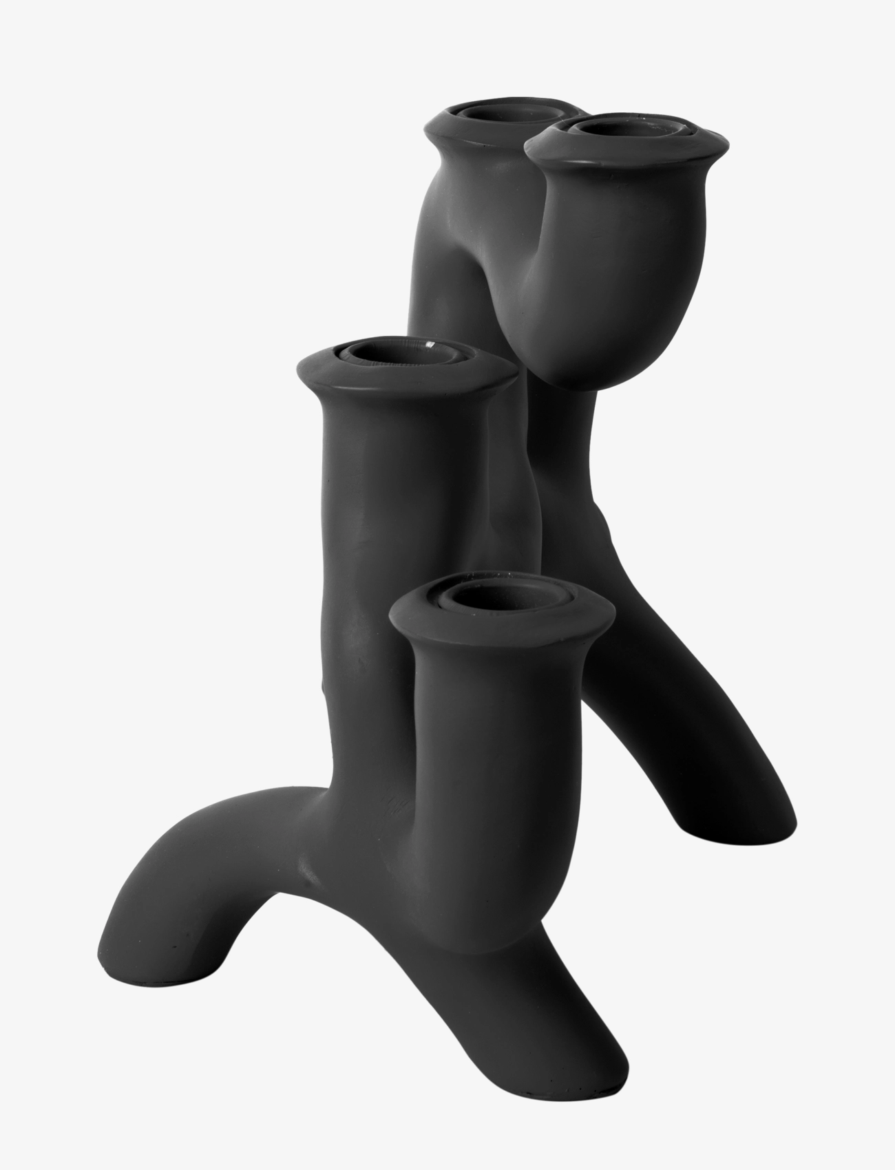 present time - Candle Holder Swirls large polyresin black - black - 2